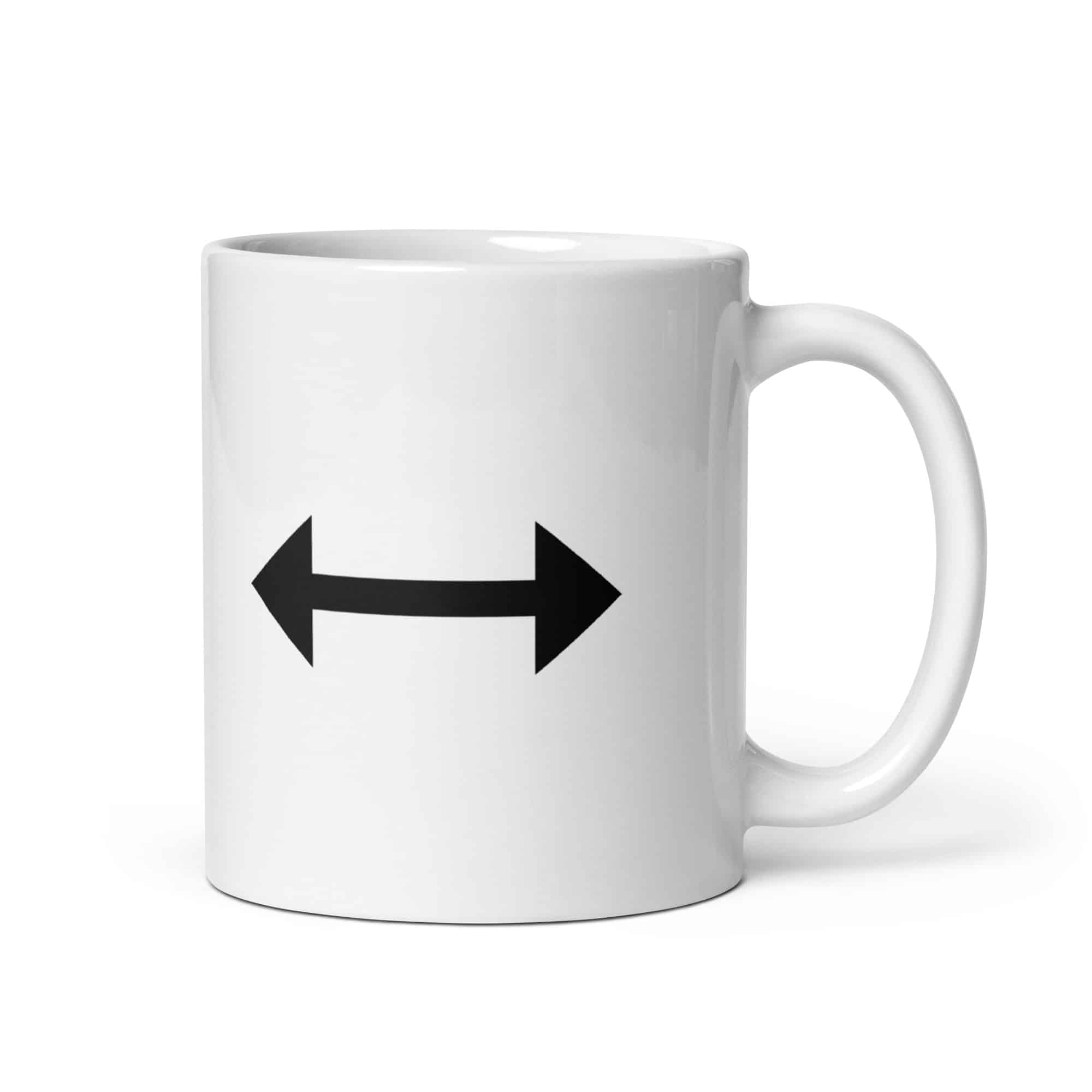 Black Bidirectional Trail Arrow White Ceramic Coffee Mug
