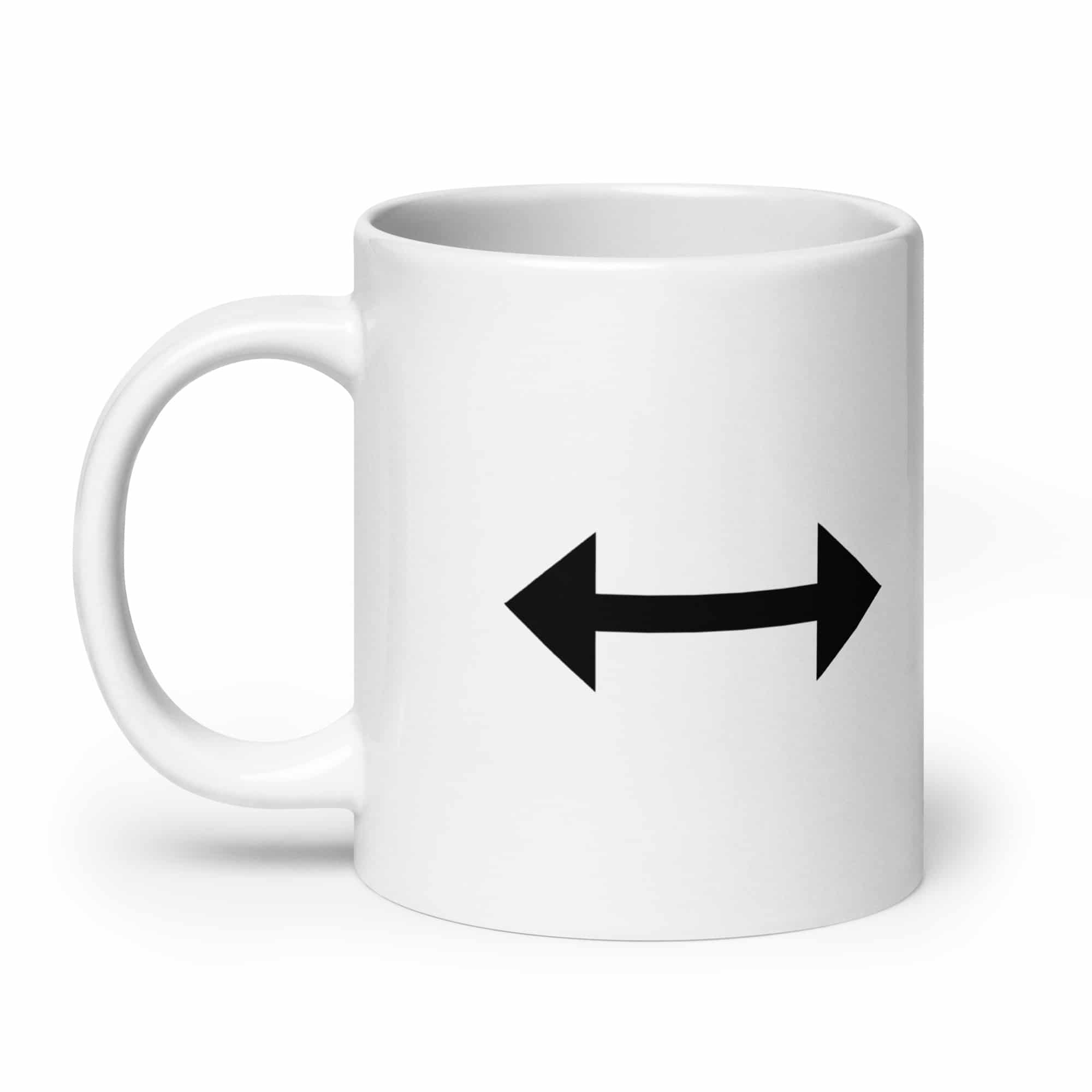 Black Bidirectional Trail Arrow White Ceramic Coffee Mug