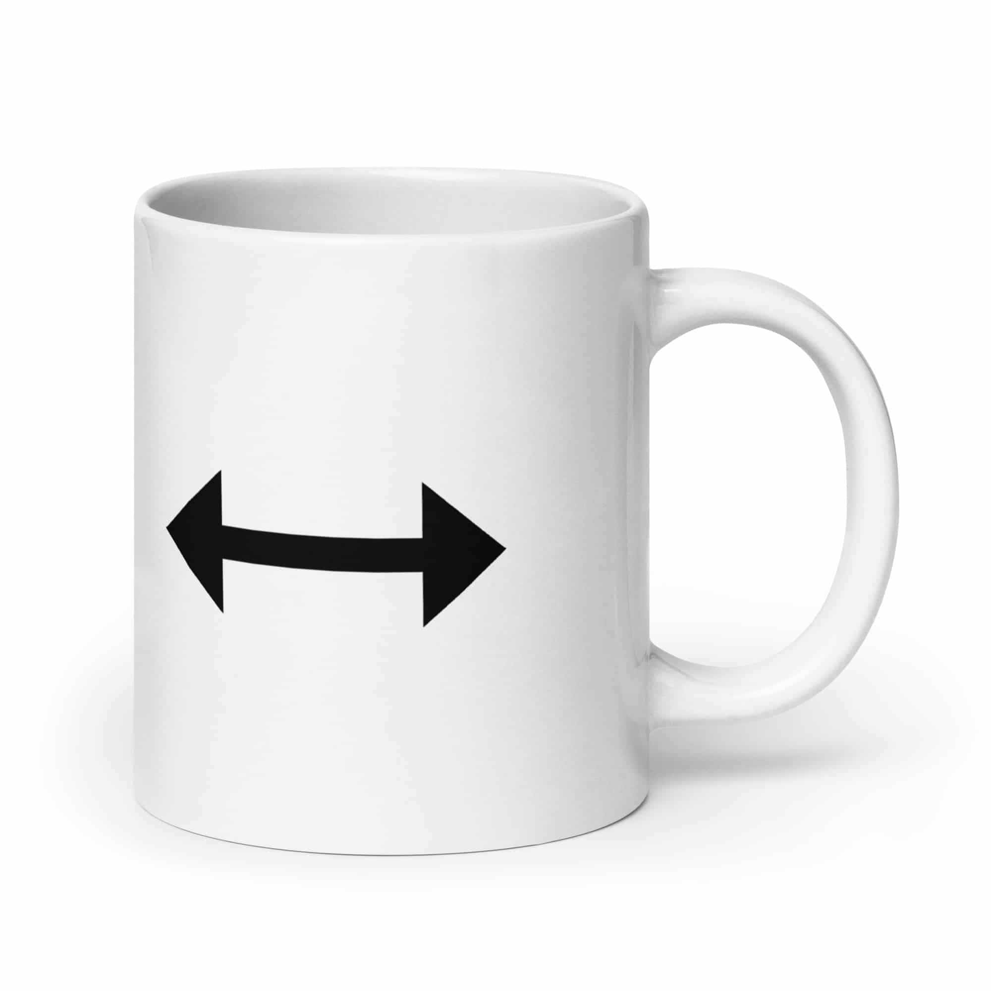 Black Bidirectional Trail Arrow White Ceramic Coffee Mug