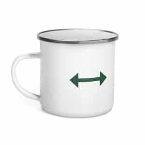 12 Bidirectional Trail Arrow Forest Green Enamel Camp Mug - 12 oz - Left