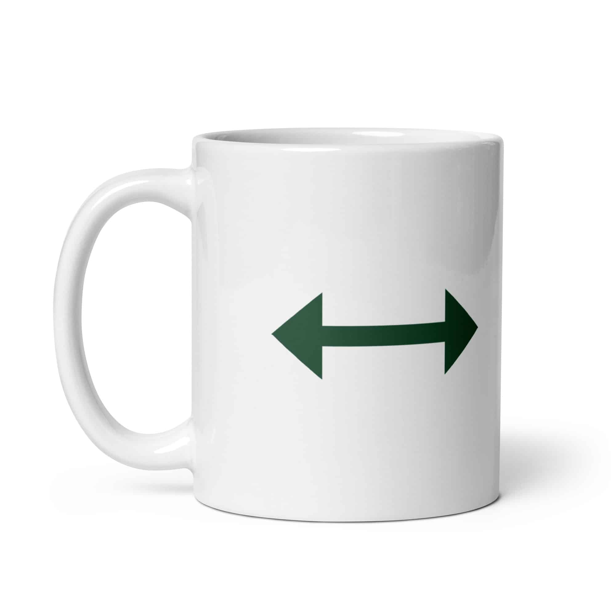Forest Green Bidirectional Trail Arrow White Ceramic Coffee Mug