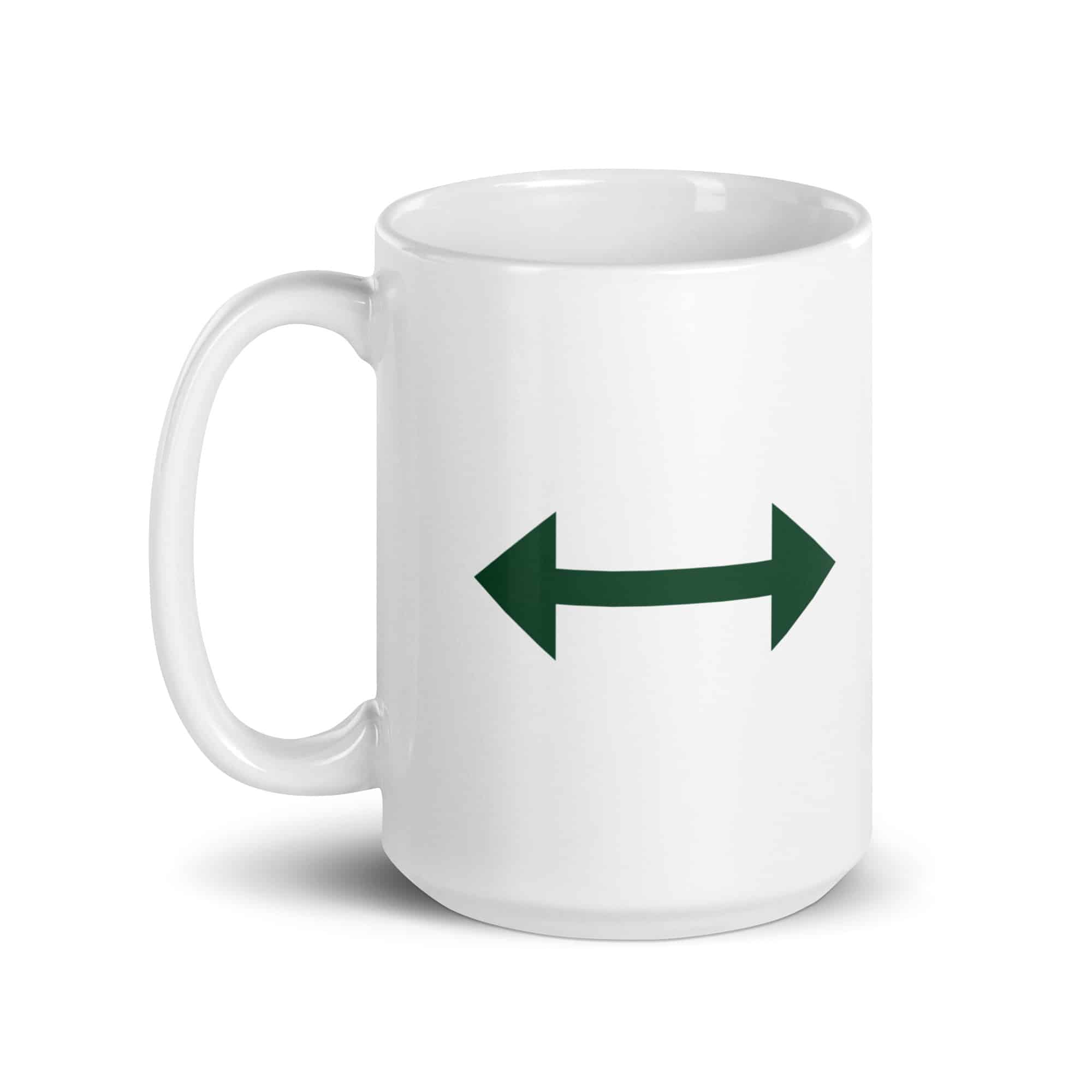 Forest Green Bidirectional Trail Arrow White Ceramic Coffee Mug