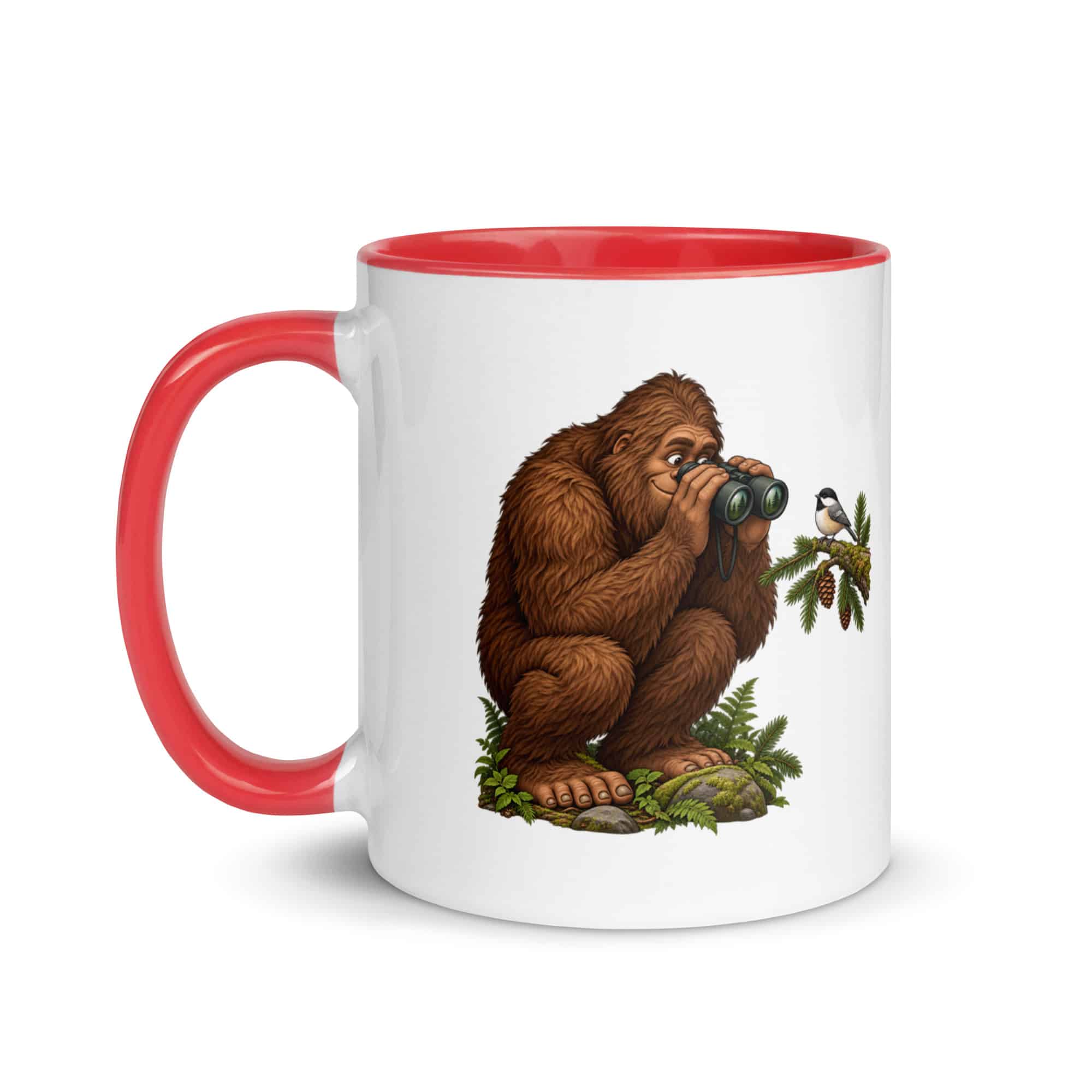 Birdwatching Bigfoot Color Inside Mug