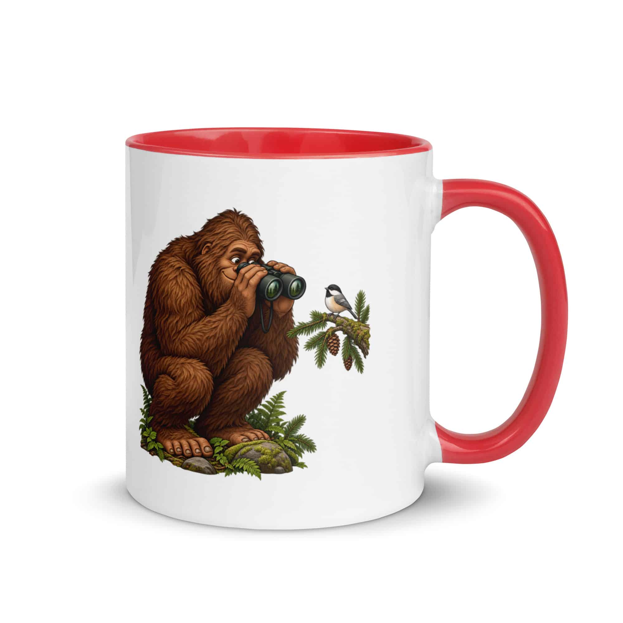Birdwatching Bigfoot Color Inside Mug