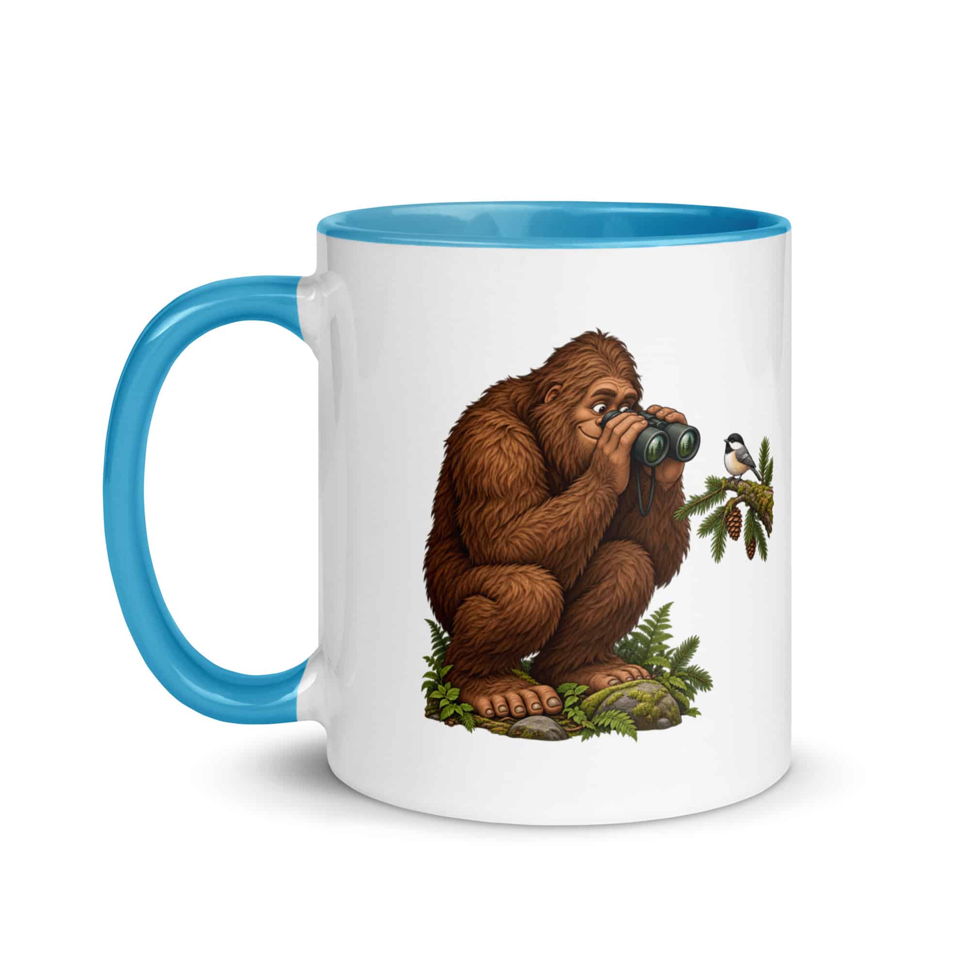 Birdwatching Bigfoot Color Inside Mug