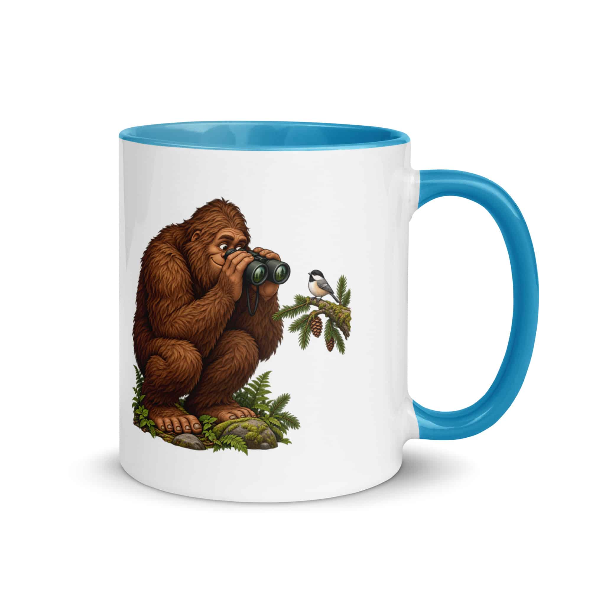 Birdwatching Bigfoot Color Inside Mug
