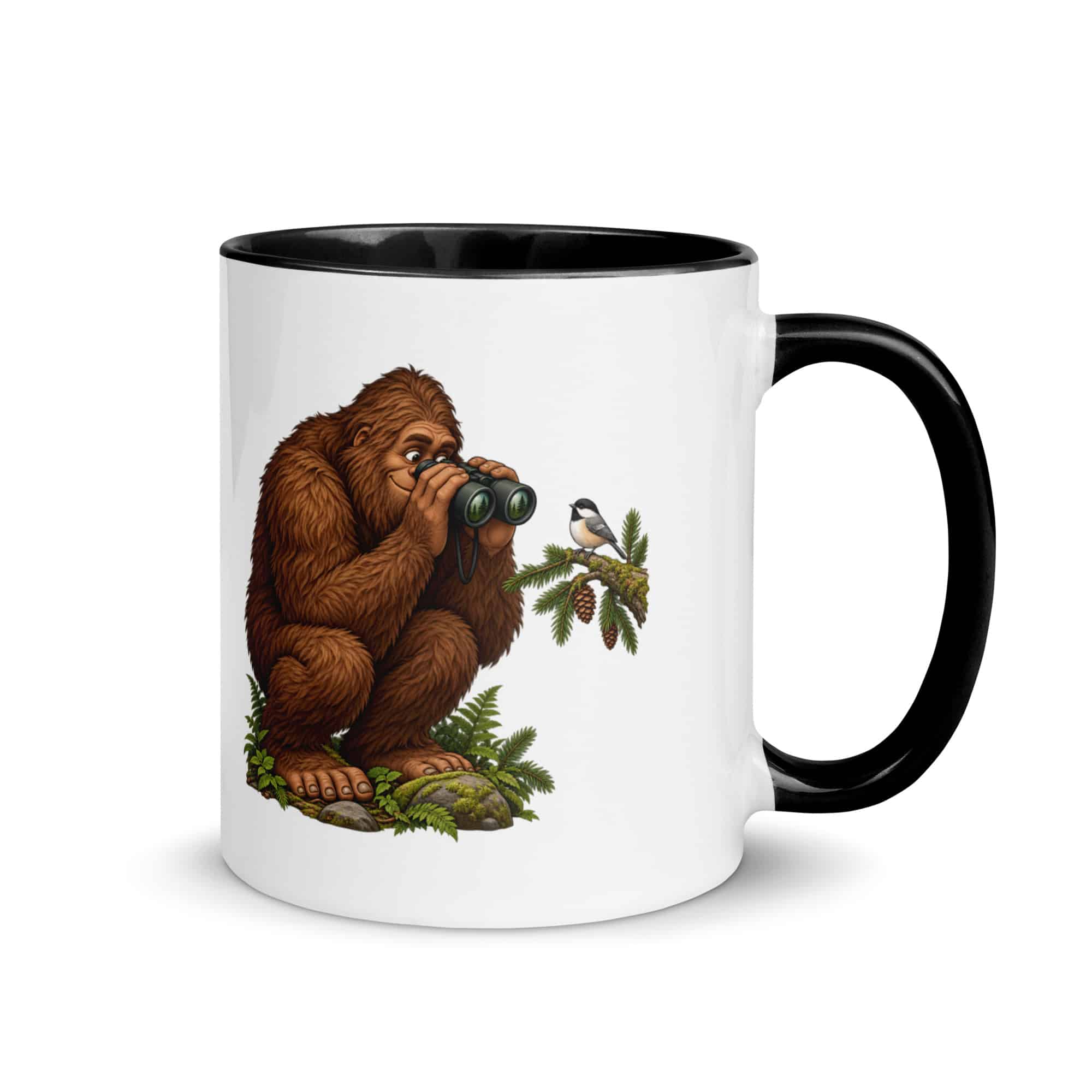 Birdwatching Bigfoot Color Inside Mug
