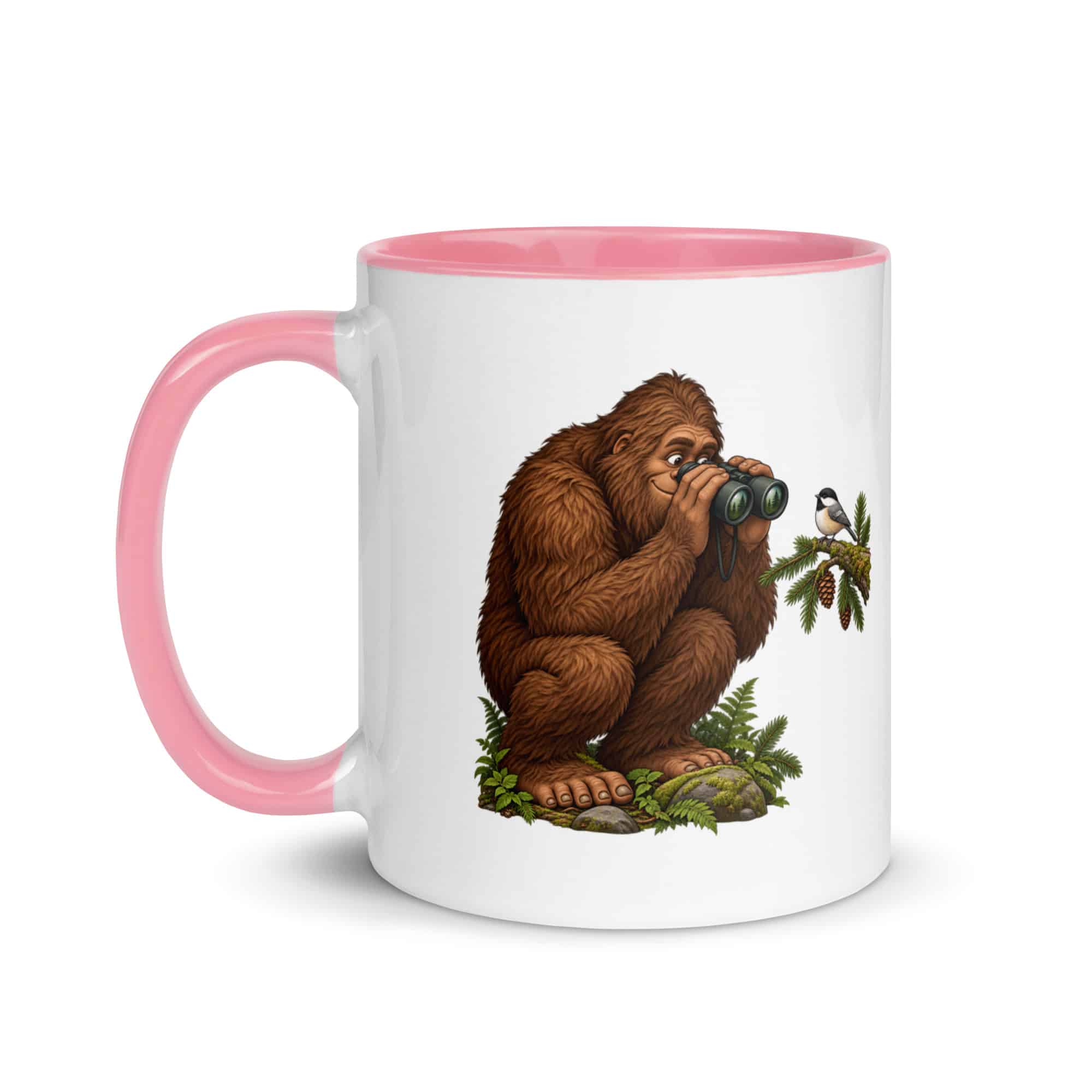 Birdwatching Bigfoot Color Inside Mug