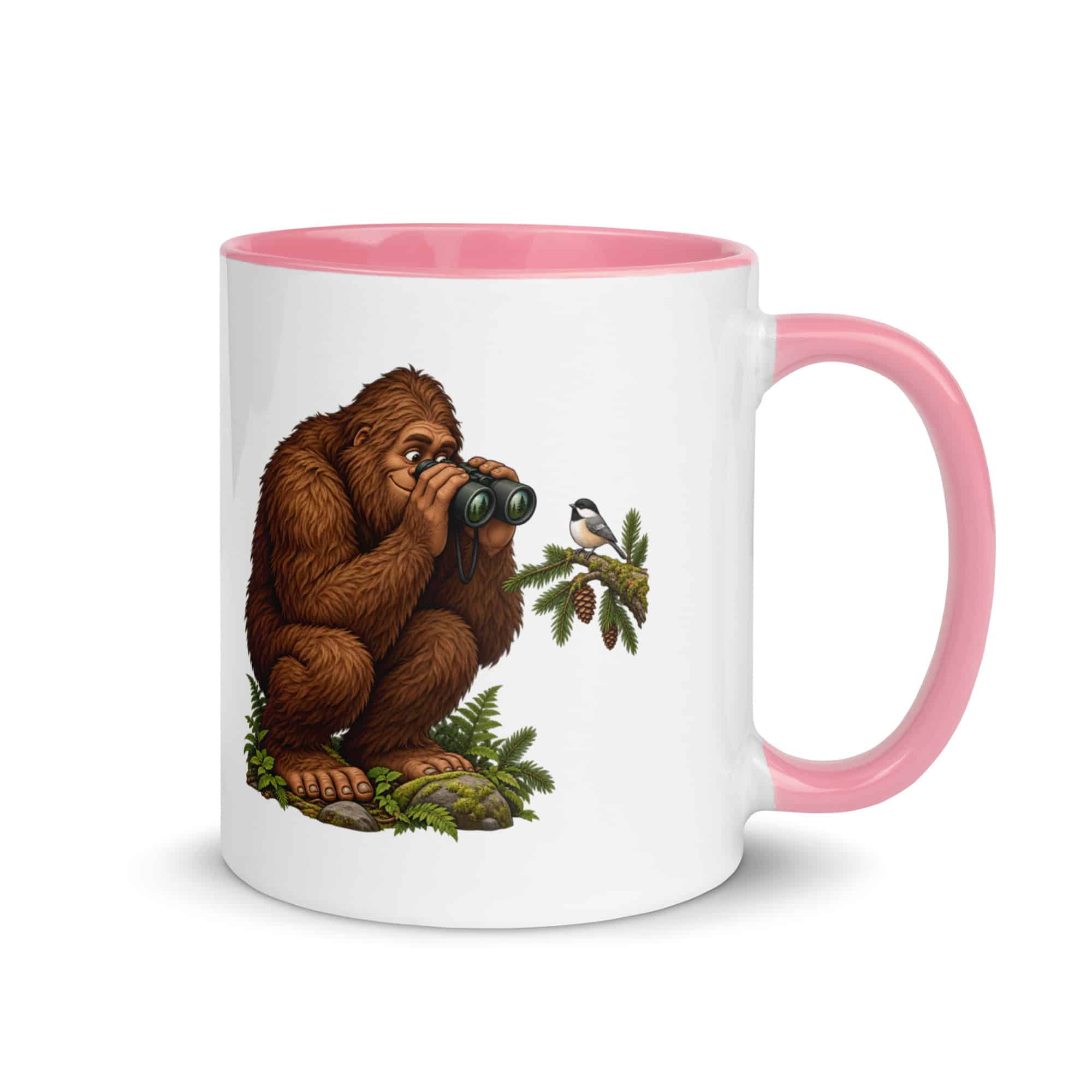 Birdwatching Bigfoot Color Inside Mug