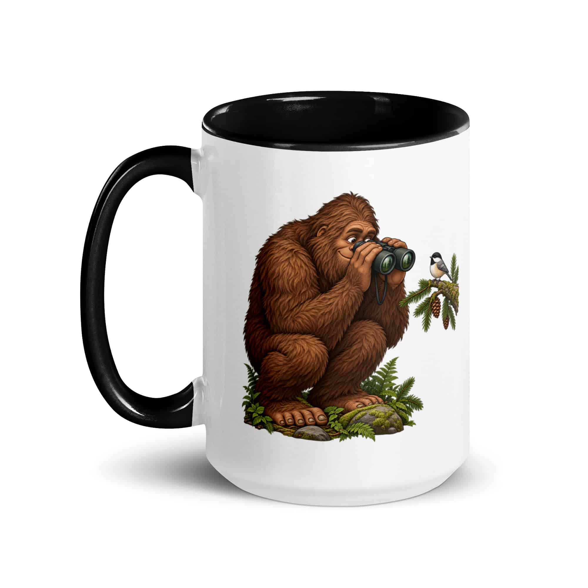 Birdwatching Bigfoot Color Inside Mug