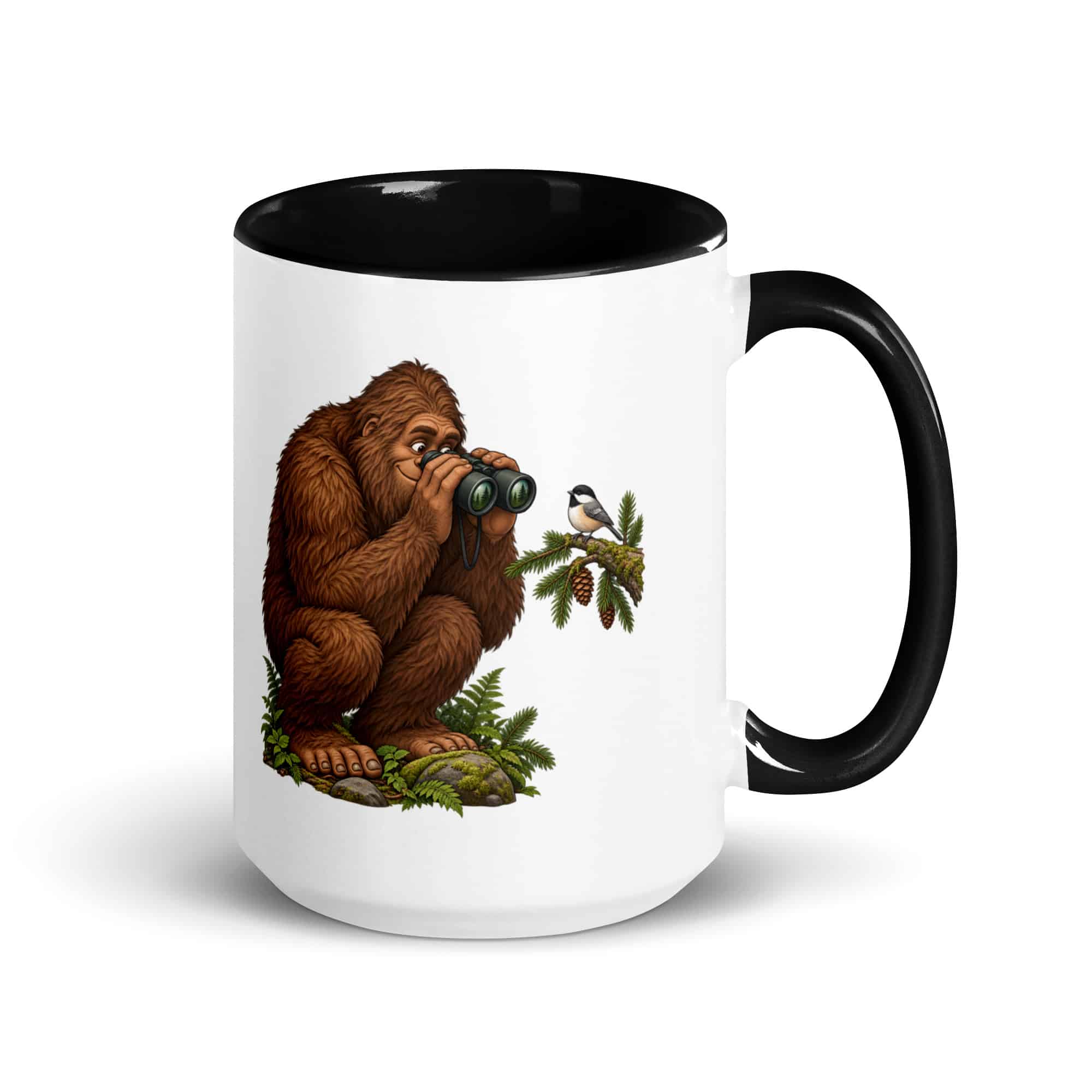 Birdwatching Bigfoot Color Inside Mug