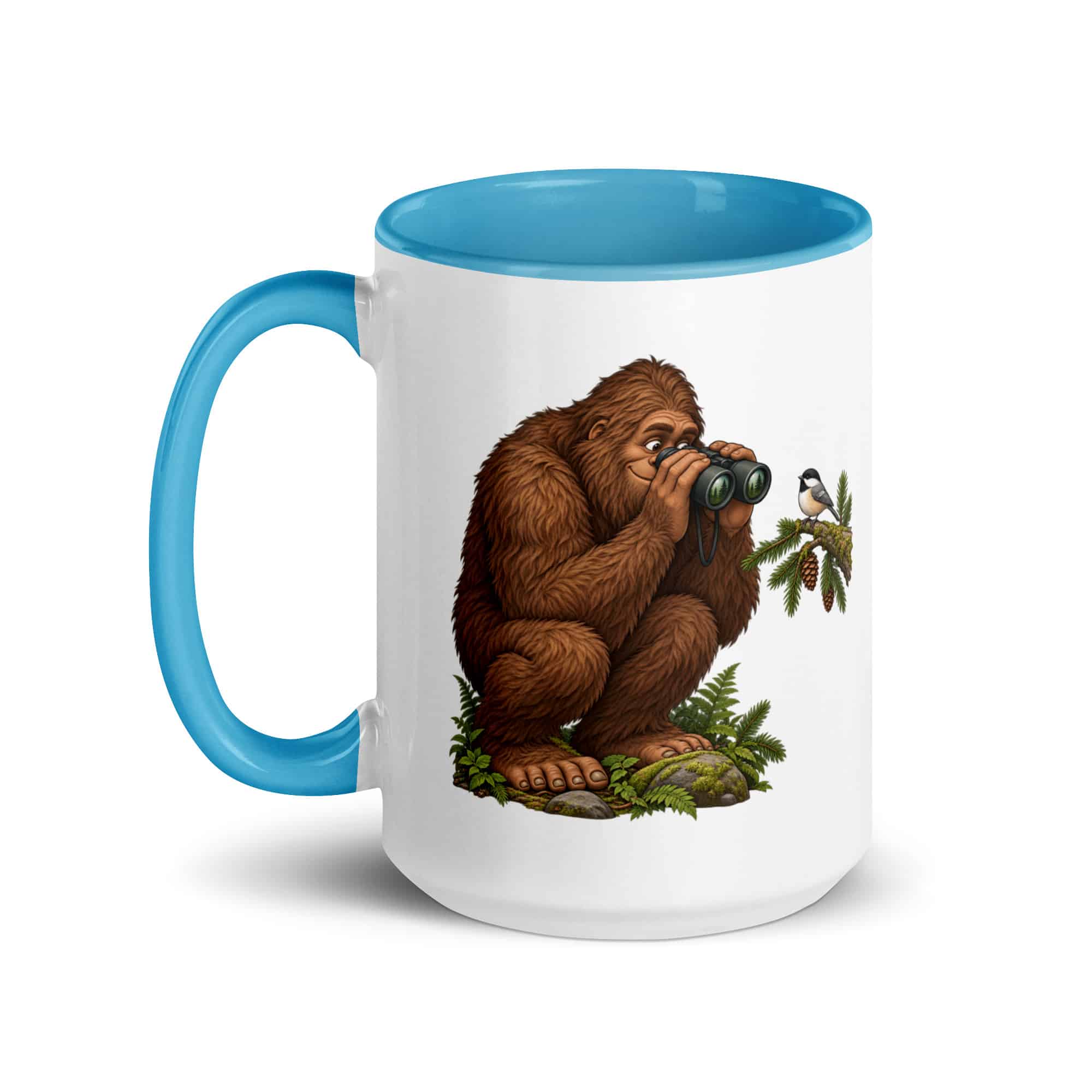 Birdwatching Bigfoot Color Inside Mug