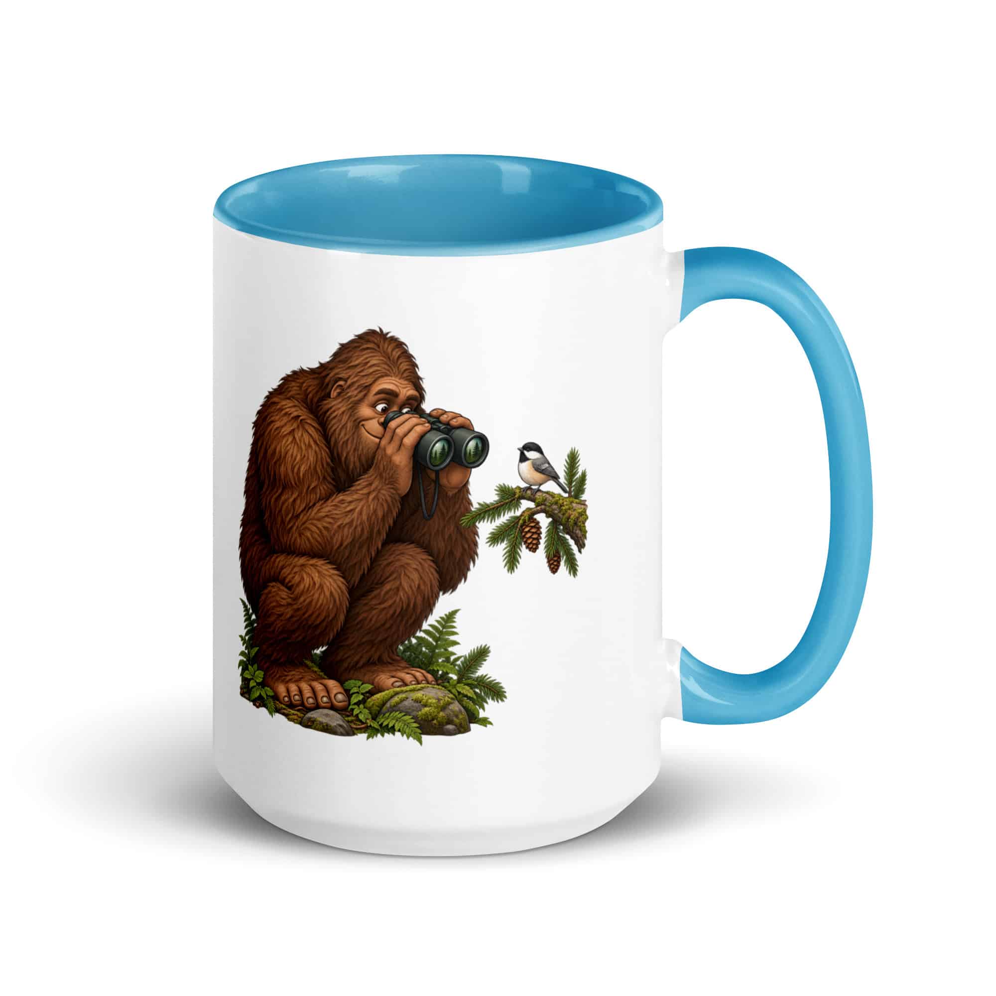 Birdwatching Bigfoot Color Inside Mug
