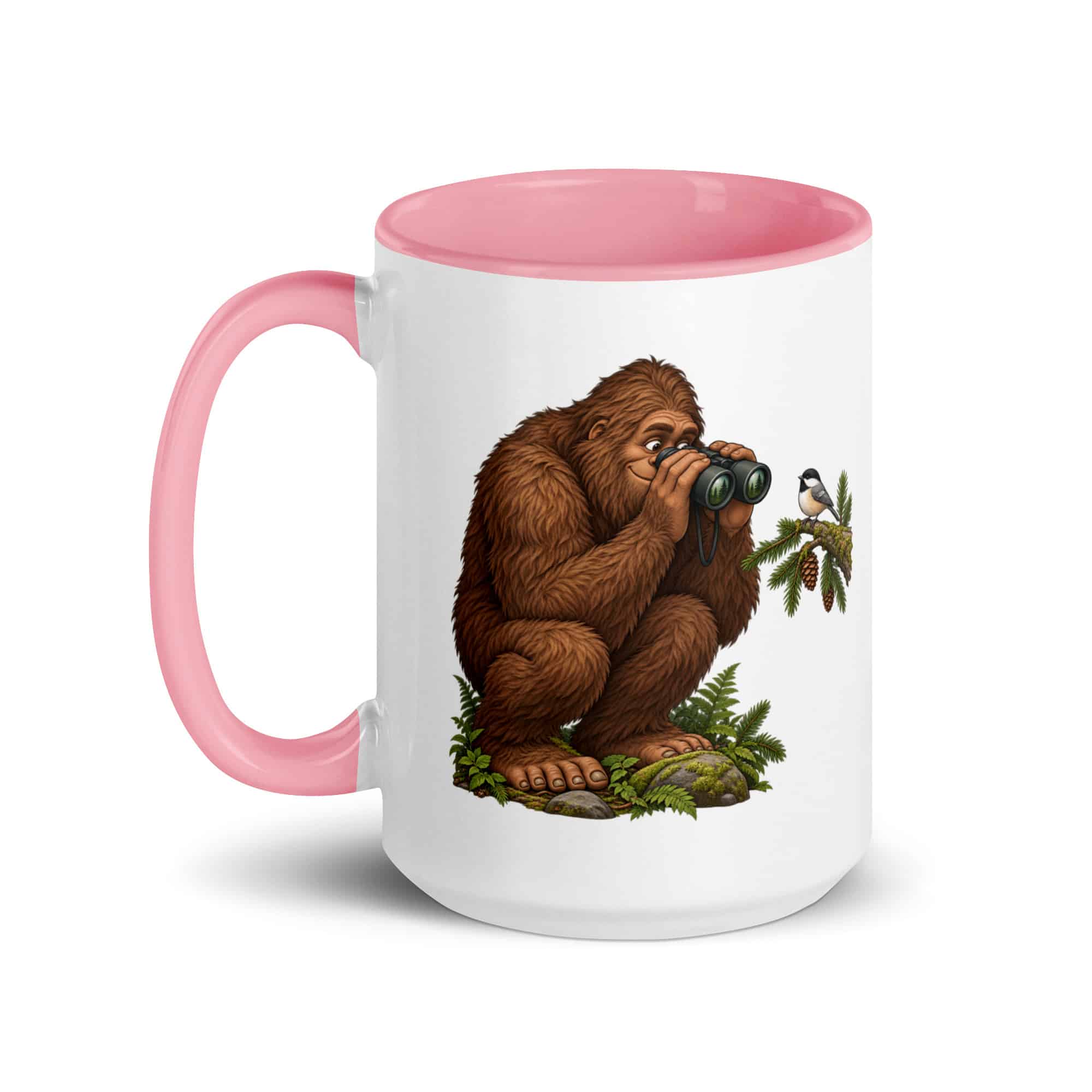 Birdwatching Bigfoot Color Inside Mug