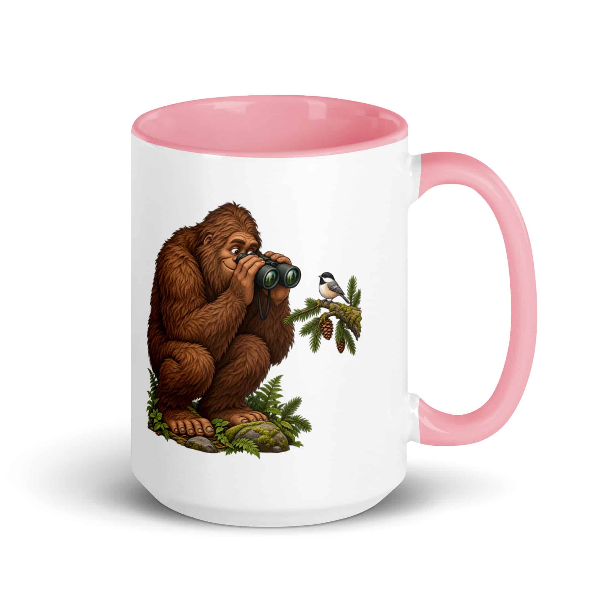 Birdwatching Bigfoot Color Inside Mug