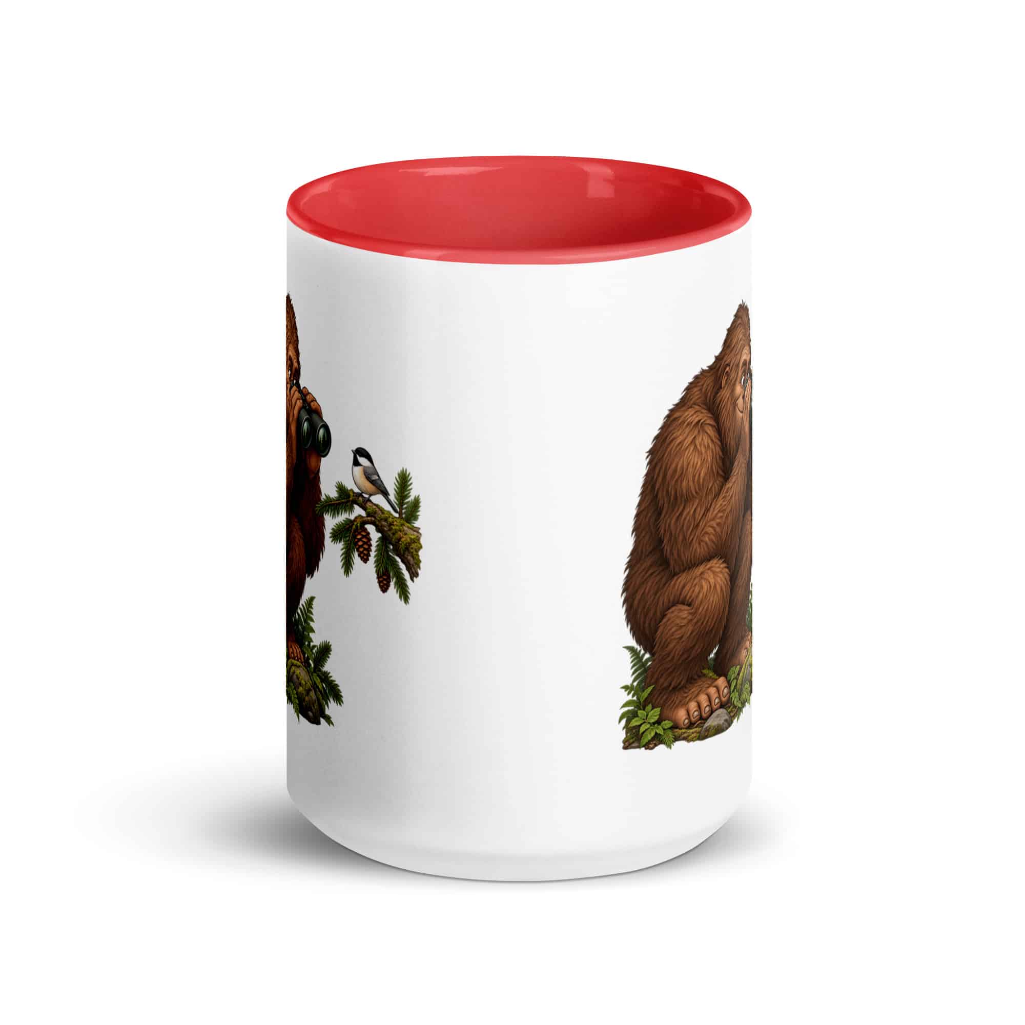 Birdwatching Bigfoot Color Inside Mug