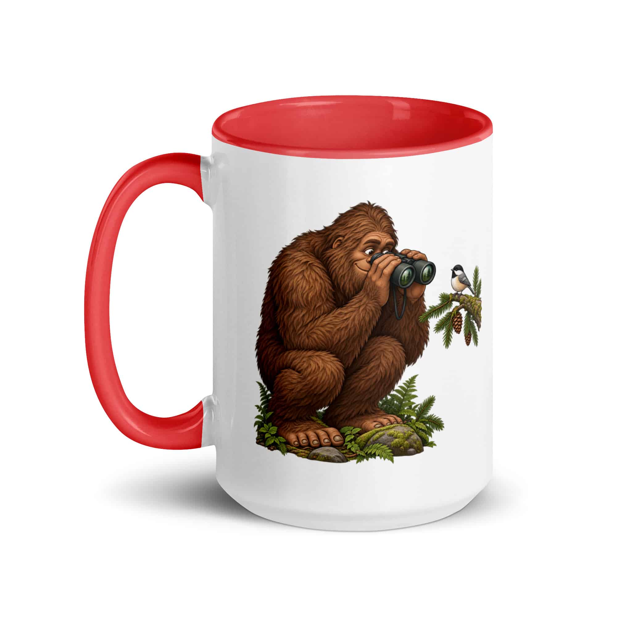 Birdwatching Bigfoot Color Inside Mug