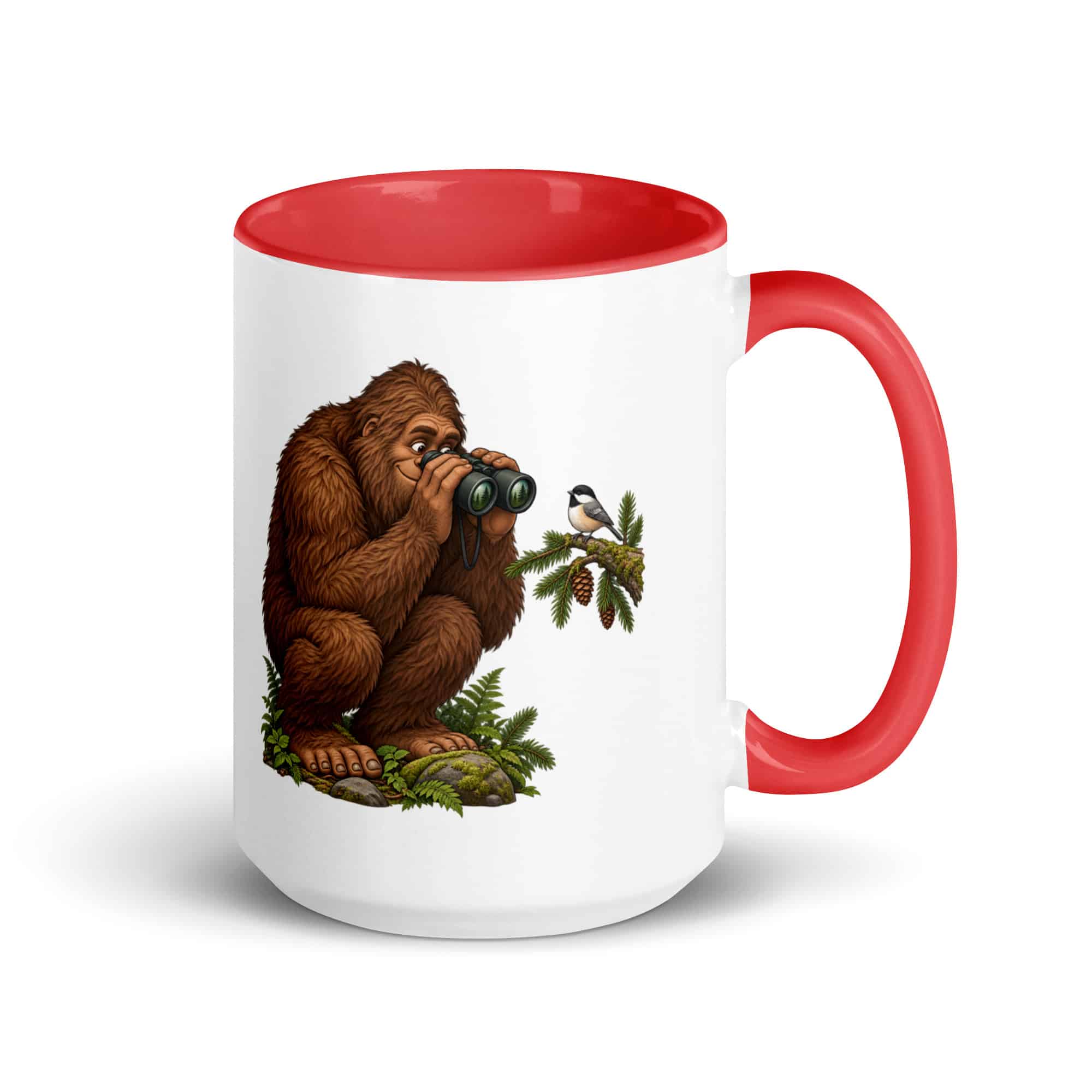 Birdwatching Bigfoot Color Inside Mug