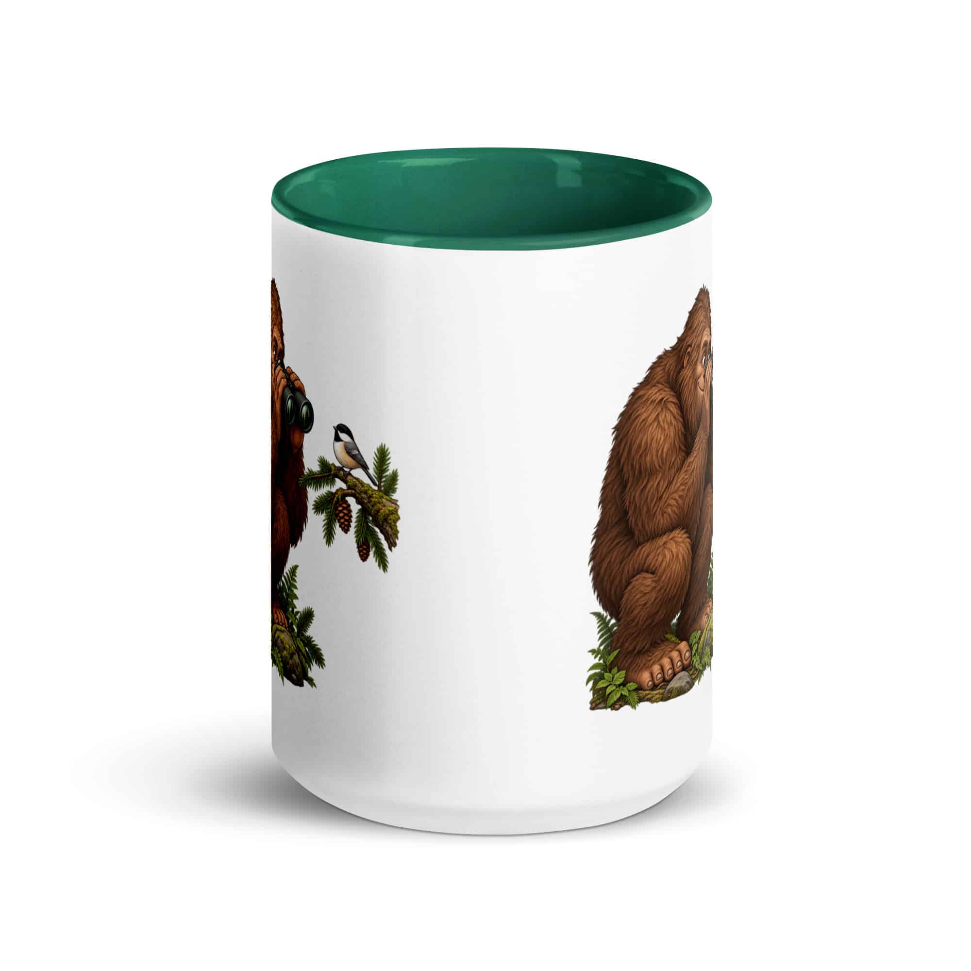 Birdwatching Bigfoot Color Inside Mug