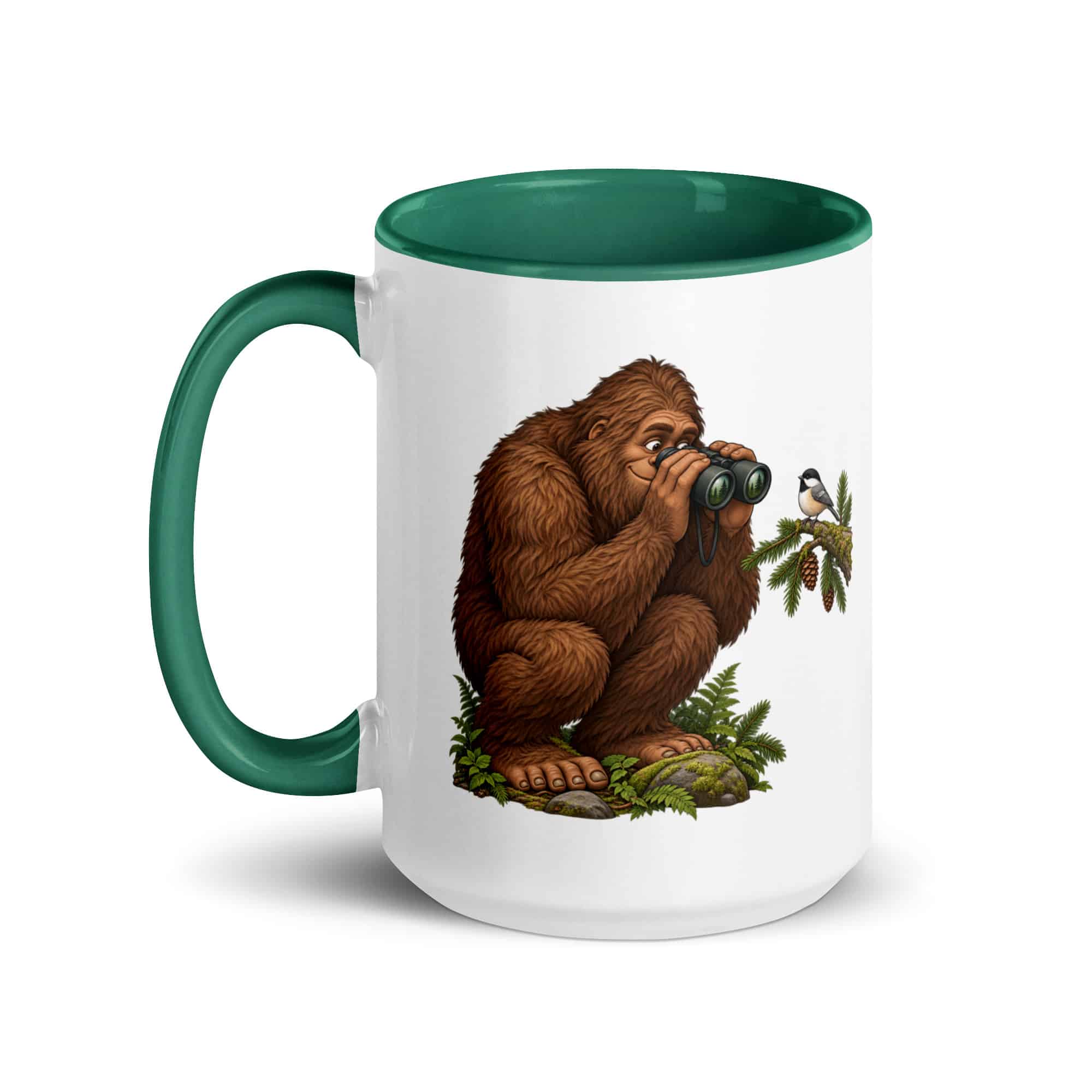 Birdwatching Bigfoot Color Inside Mug