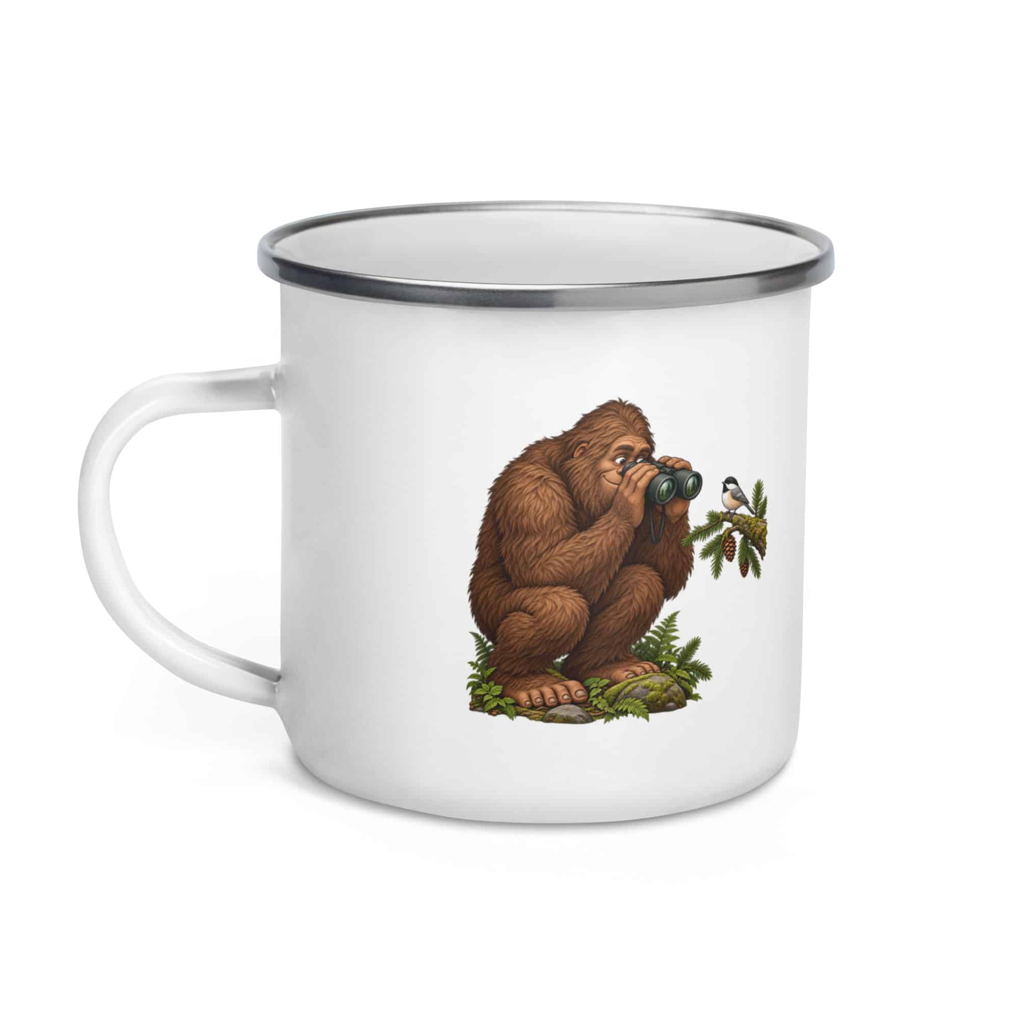Bigfoot Birdwatching Enamel Camp Mug