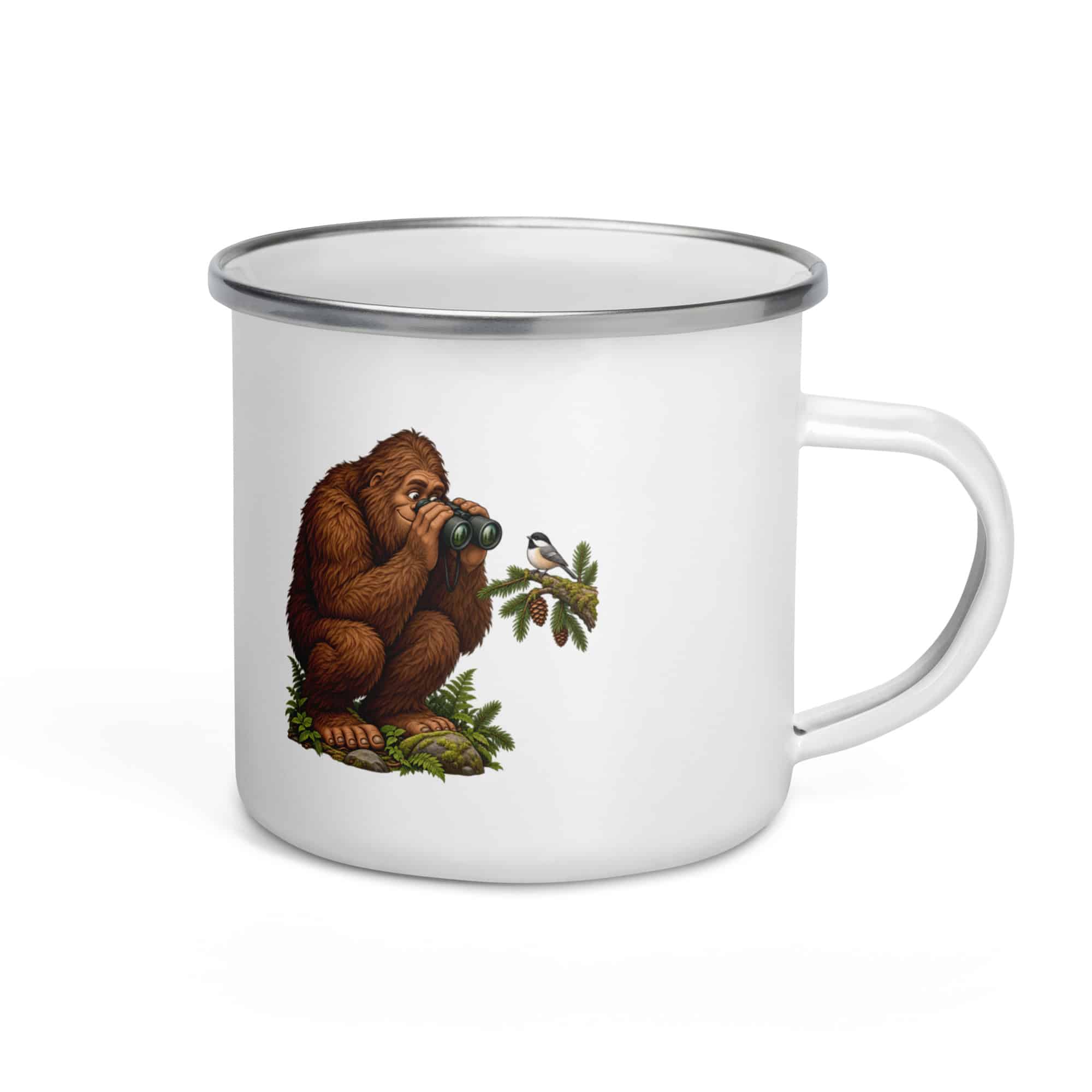 Bigfoot Birdwatching Enamel Camp Mug
