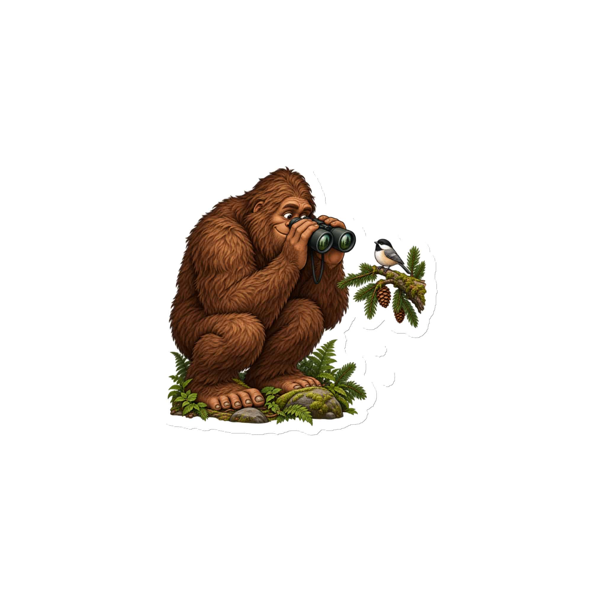 Bigfoot Birdwatching Die-Cut Magnet