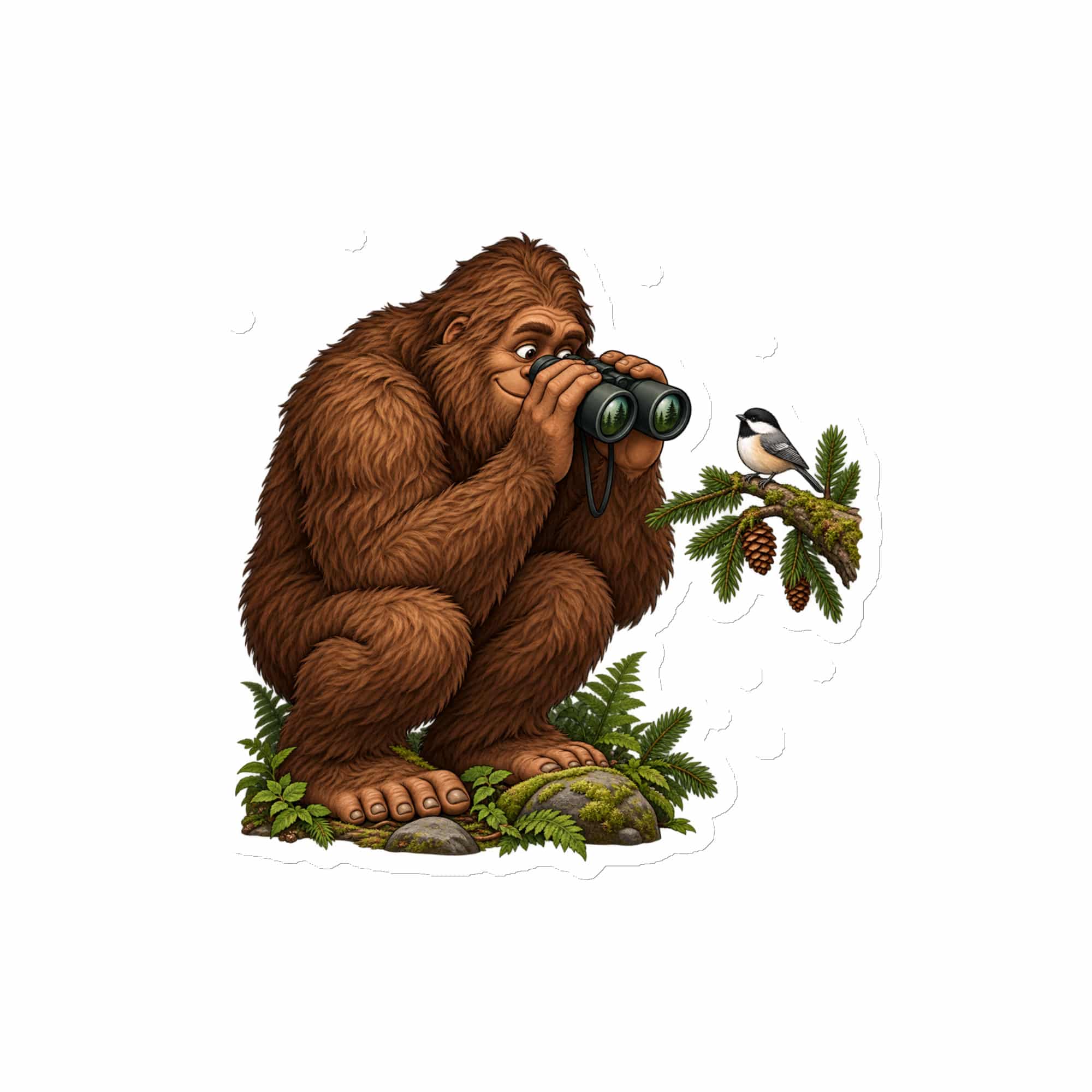 Bigfoot Birdwatching Die-Cut Magnet