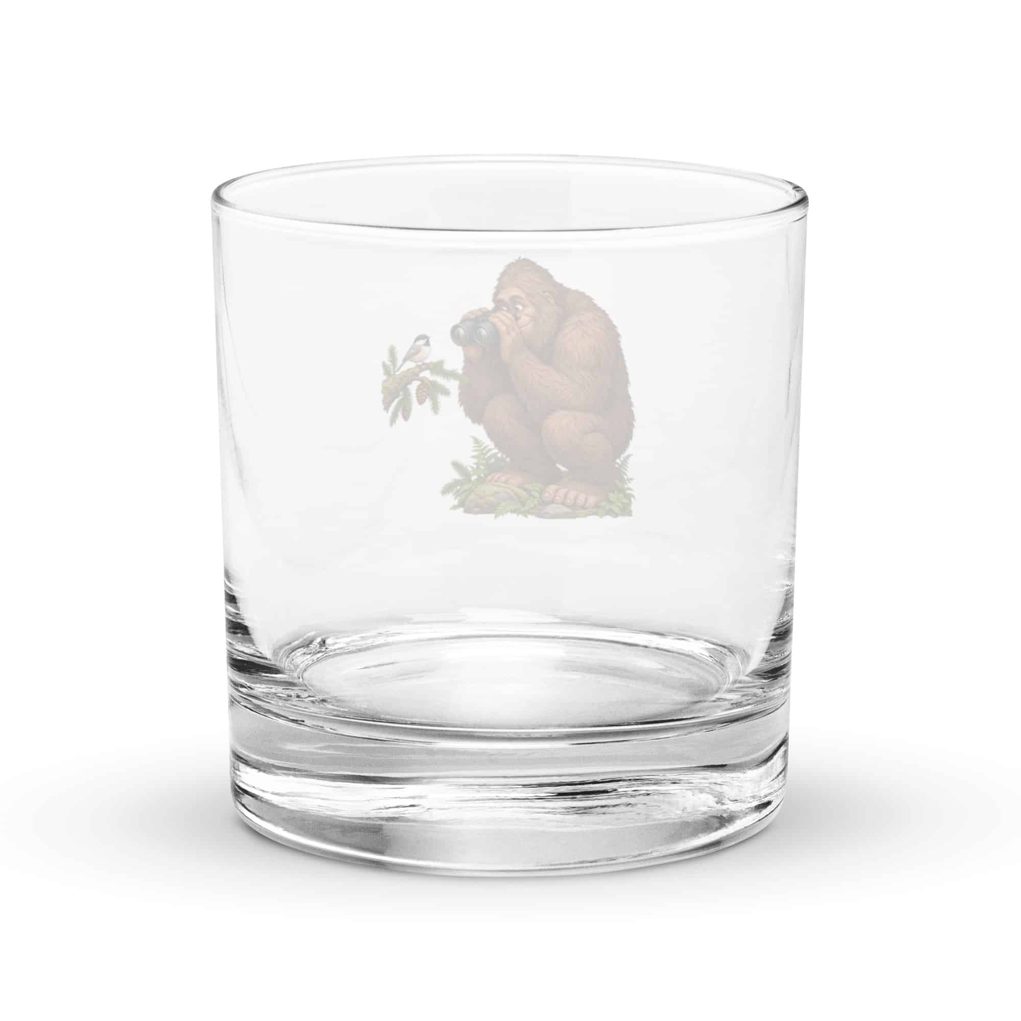 Bigfoot Birdwatcher Rocks Glass