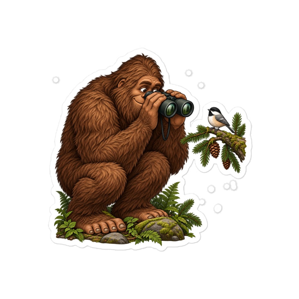 Bigfoot Birdwatching Vinyl Sticker