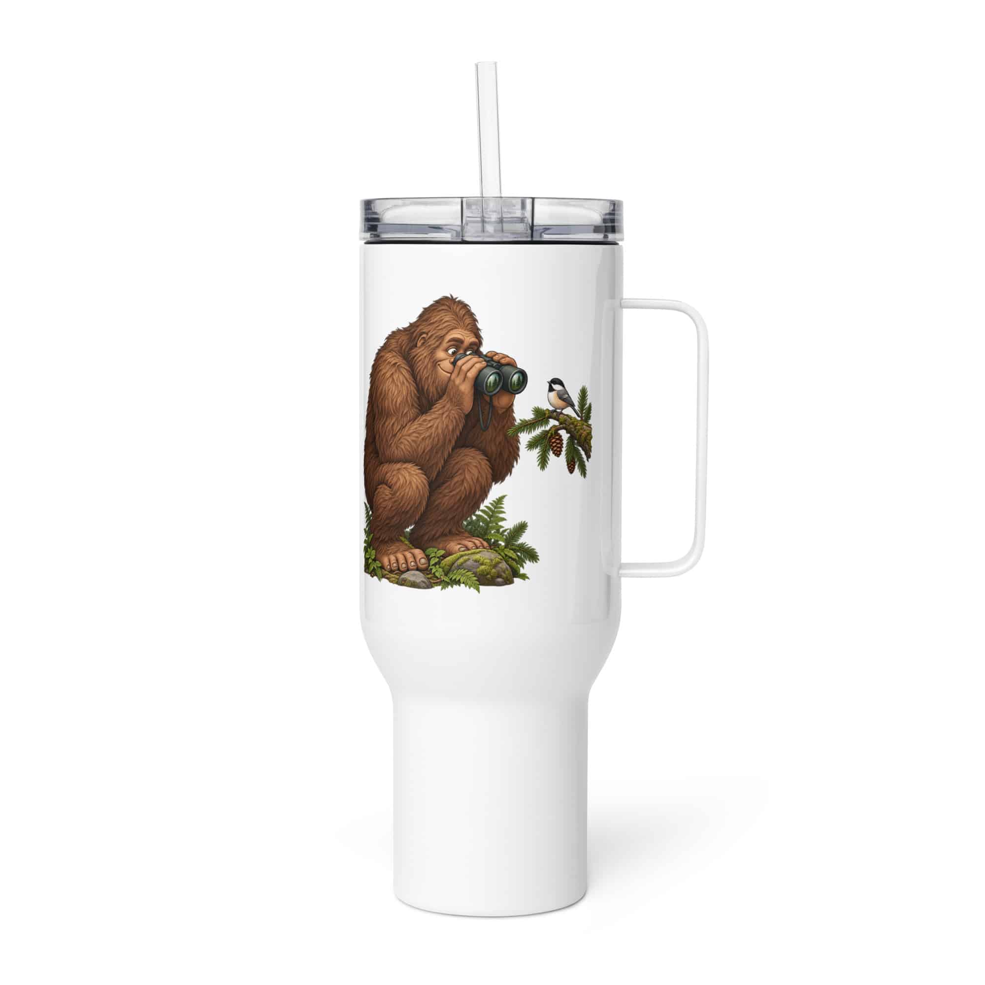 Bigfoot Birdwatching Travel Mug