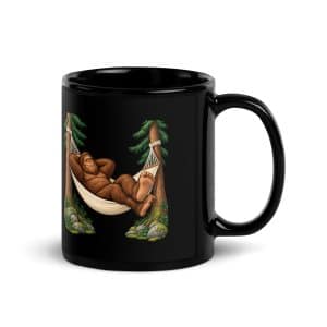 13 Bigfoot Nap Black Glossy Coffee Mug - 11 oz - Handle on Right