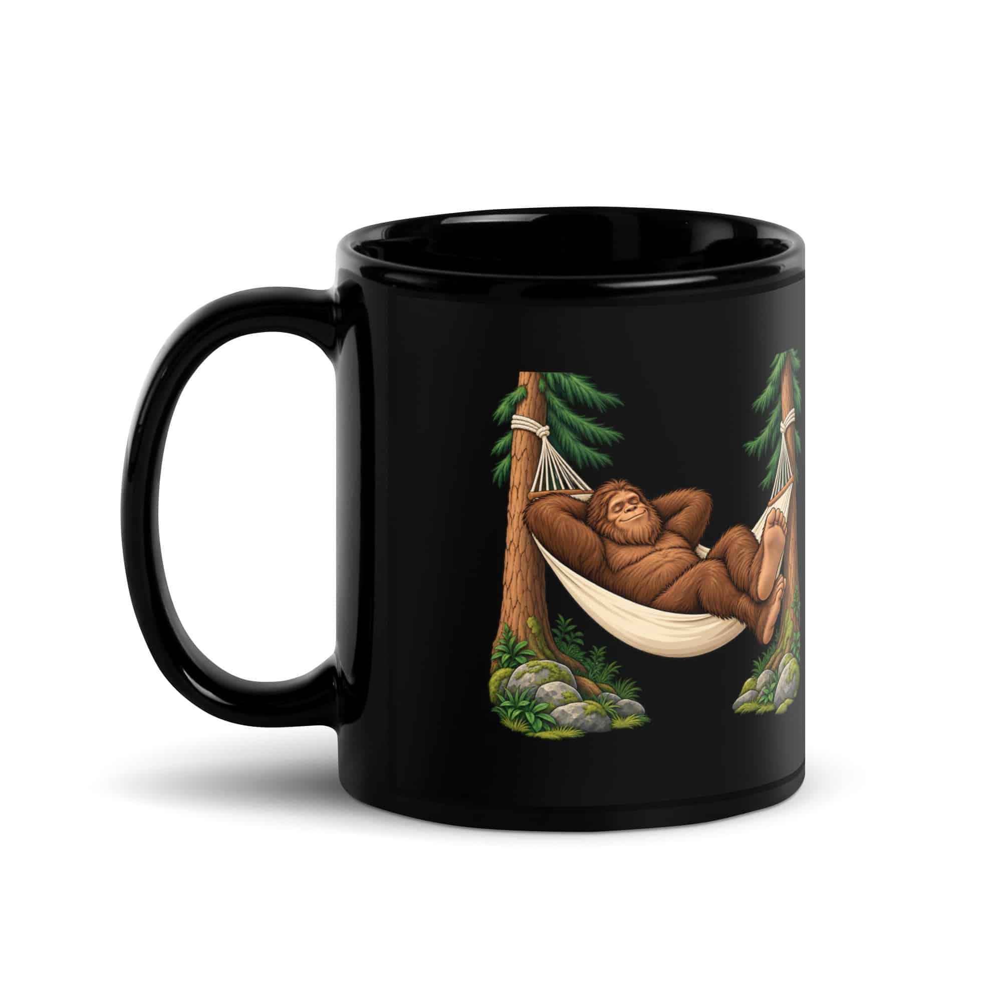 Hammock Nap Bigfoot Black Mug