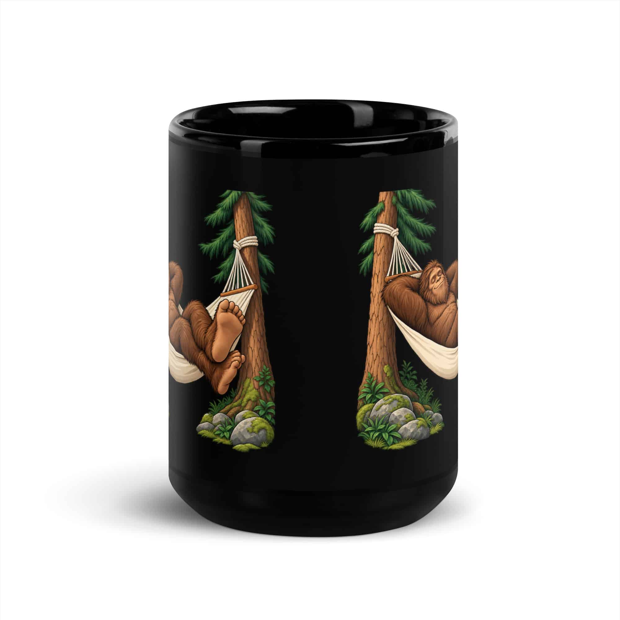 Hammock Nap Bigfoot Black Mug