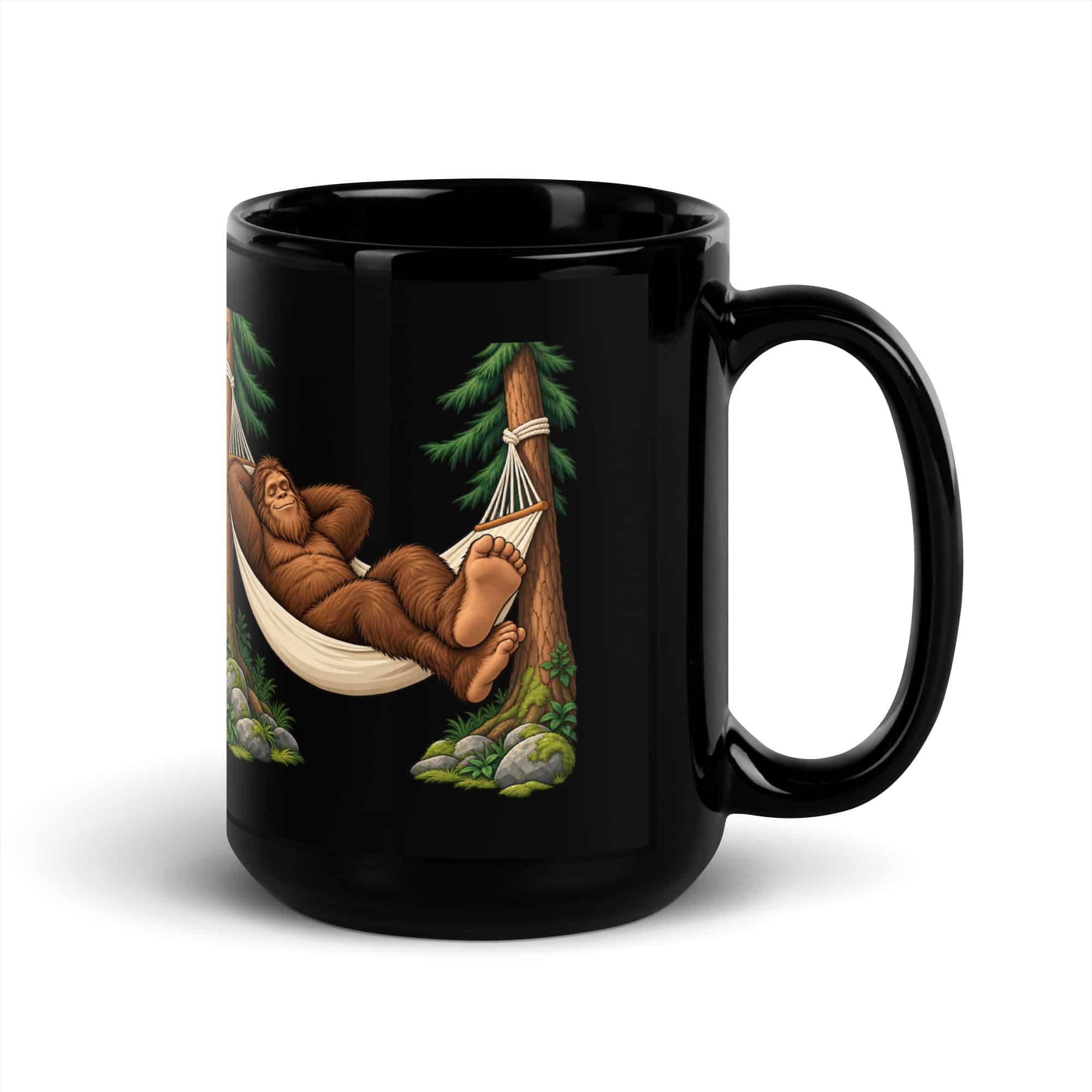 Hammock Nap Bigfoot Black Mug