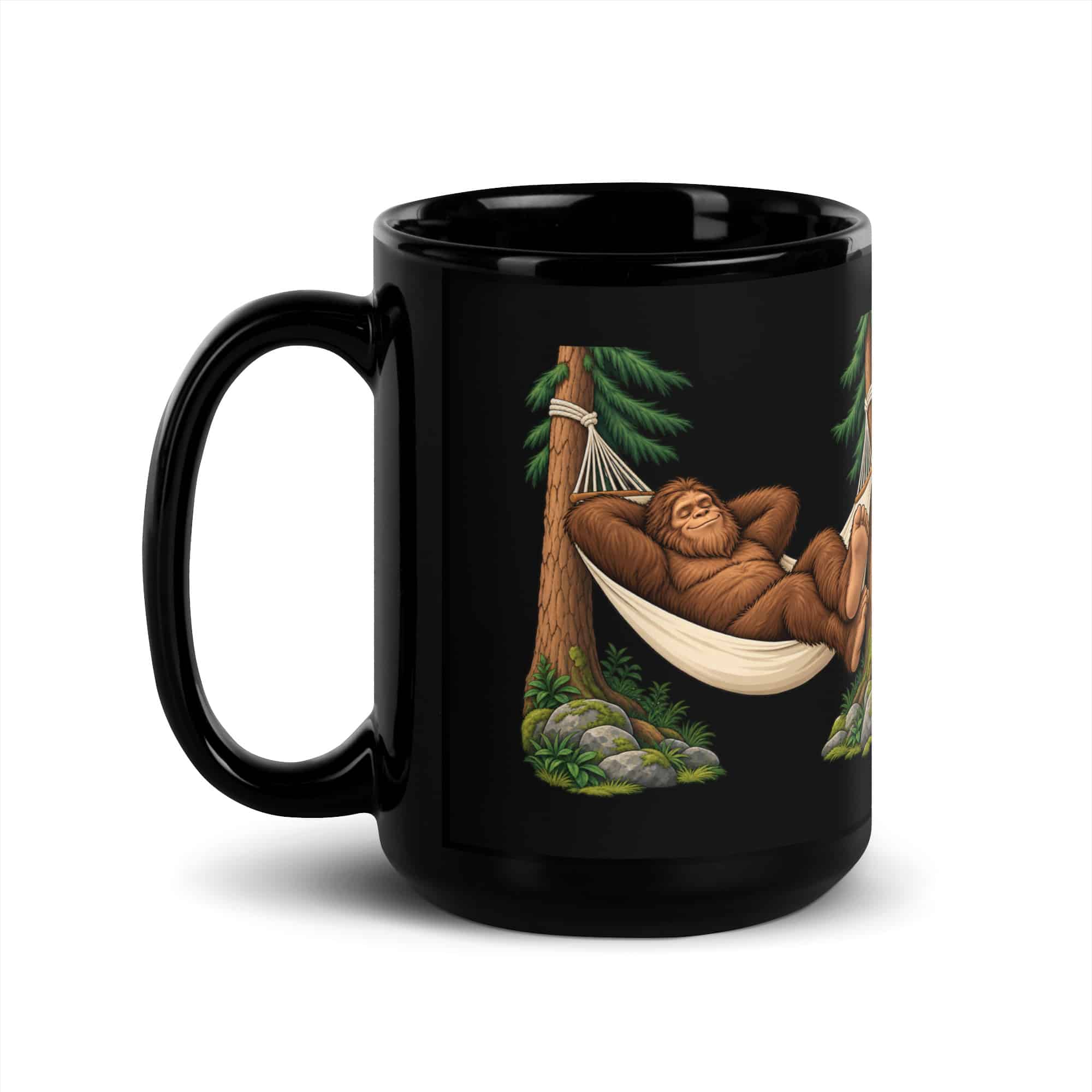 Hammock Nap Bigfoot Black Mug
