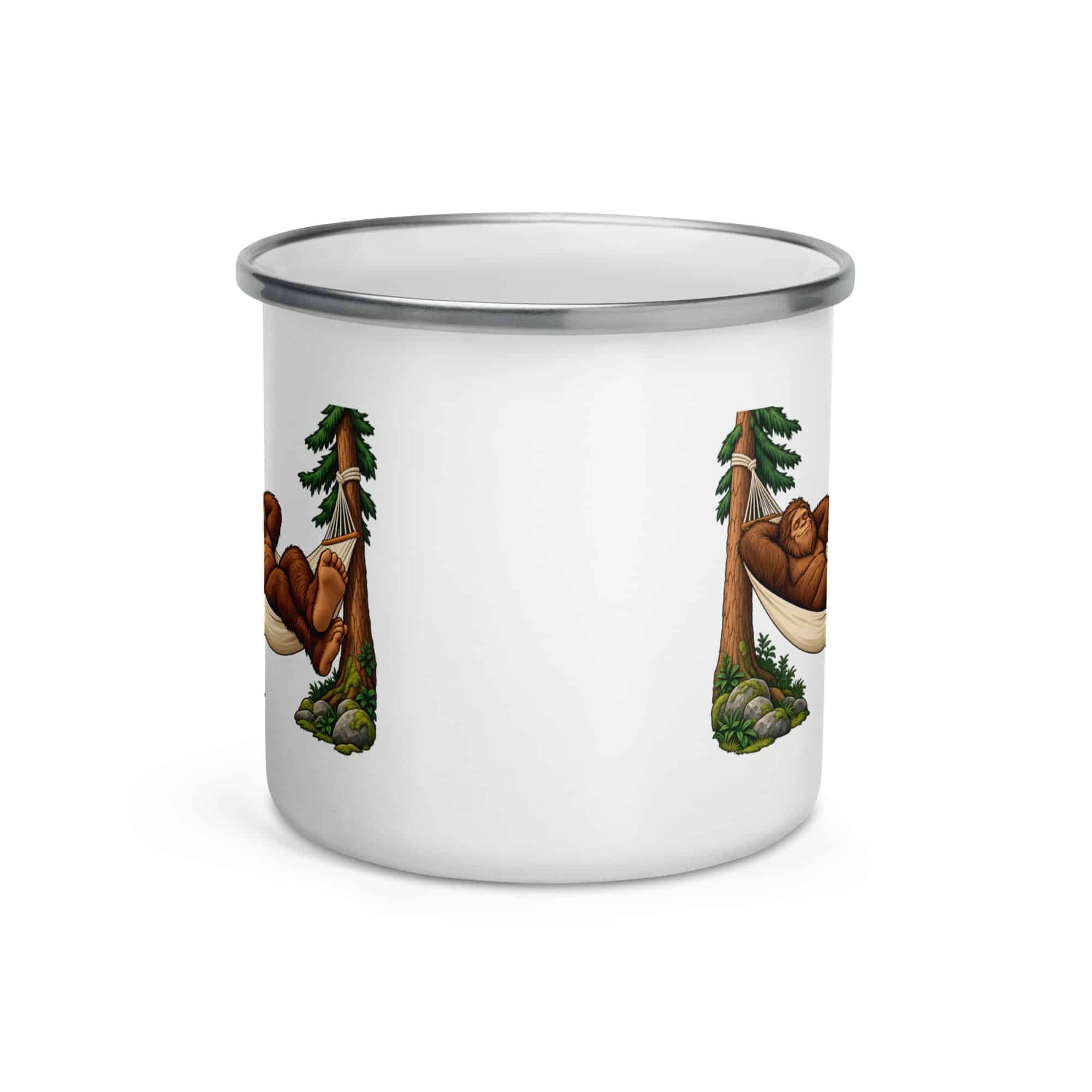 Bigfoot Hammock Nap Enamel Camp Mug