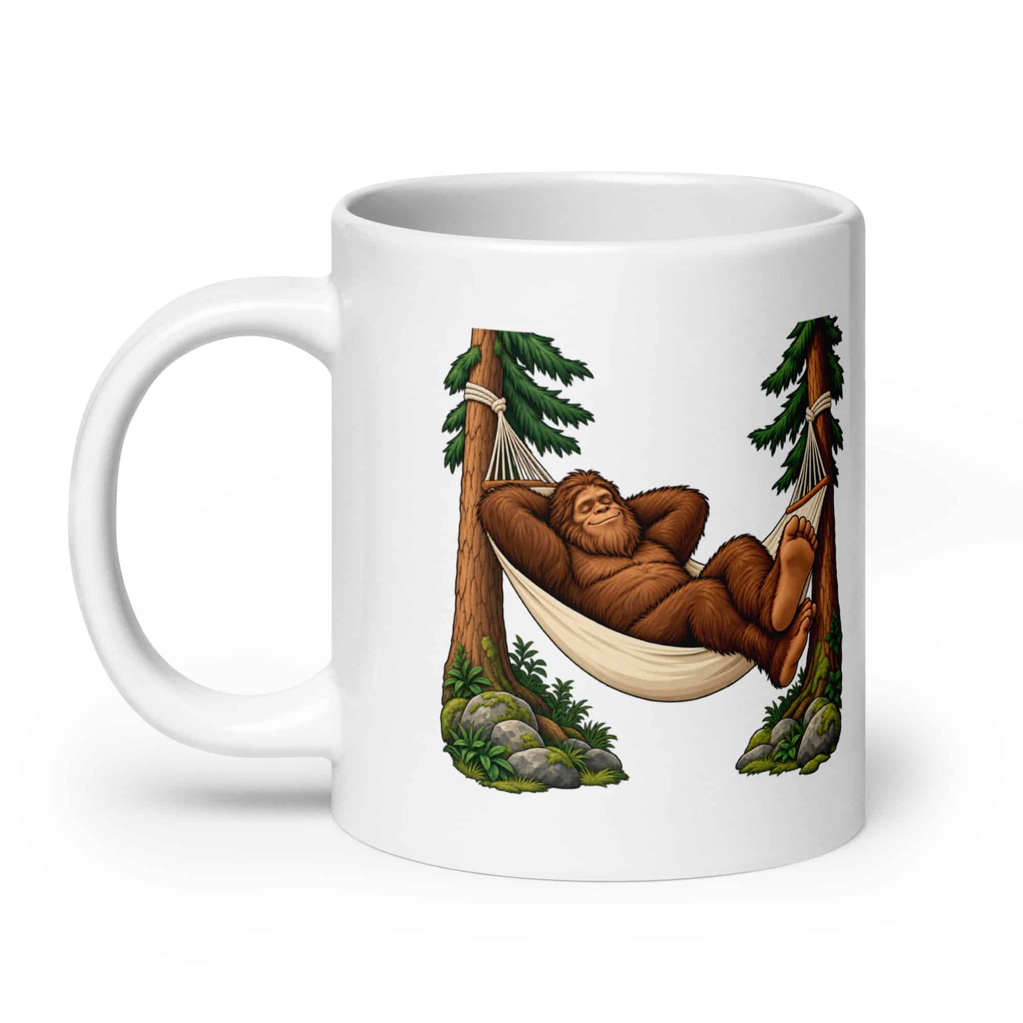 Bigfoot Hammock Nap White Ceramic Coffee Mug