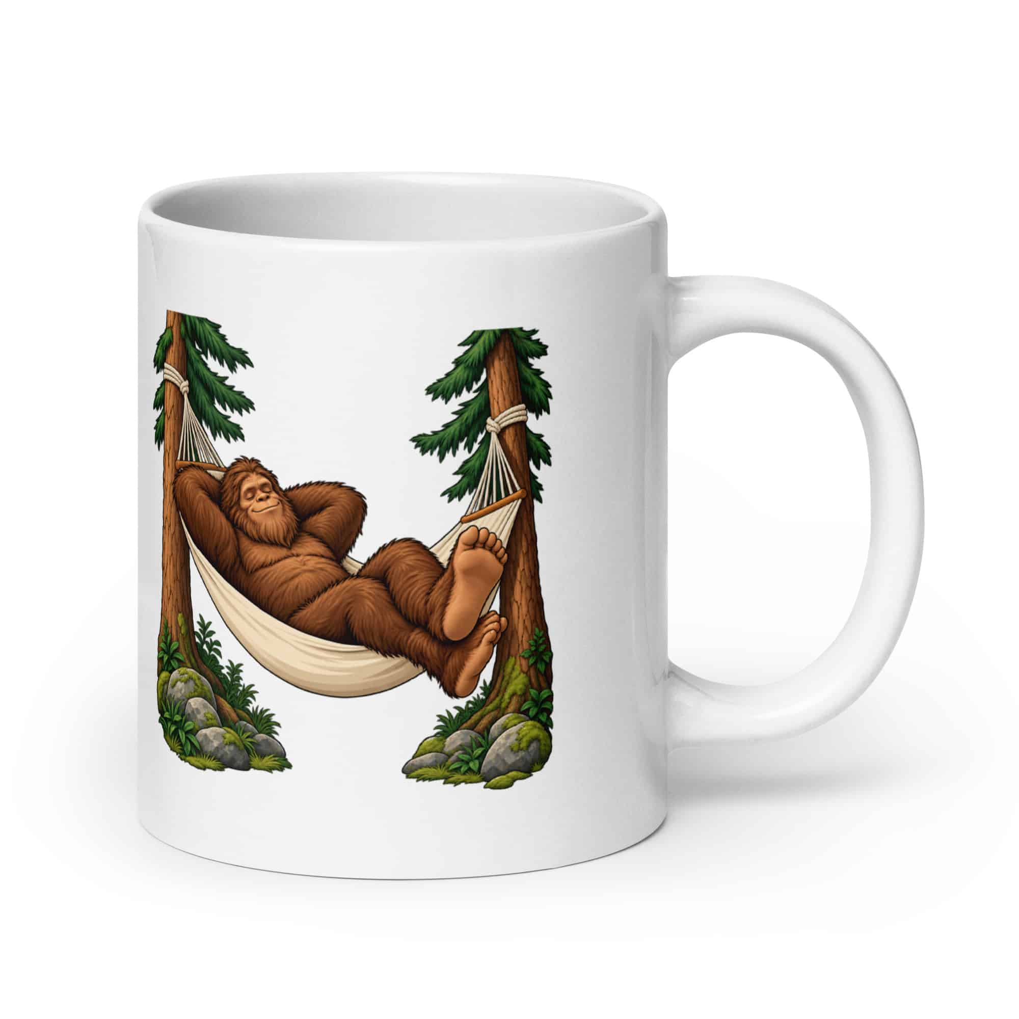 Bigfoot Hammock Nap White Ceramic Coffee Mug