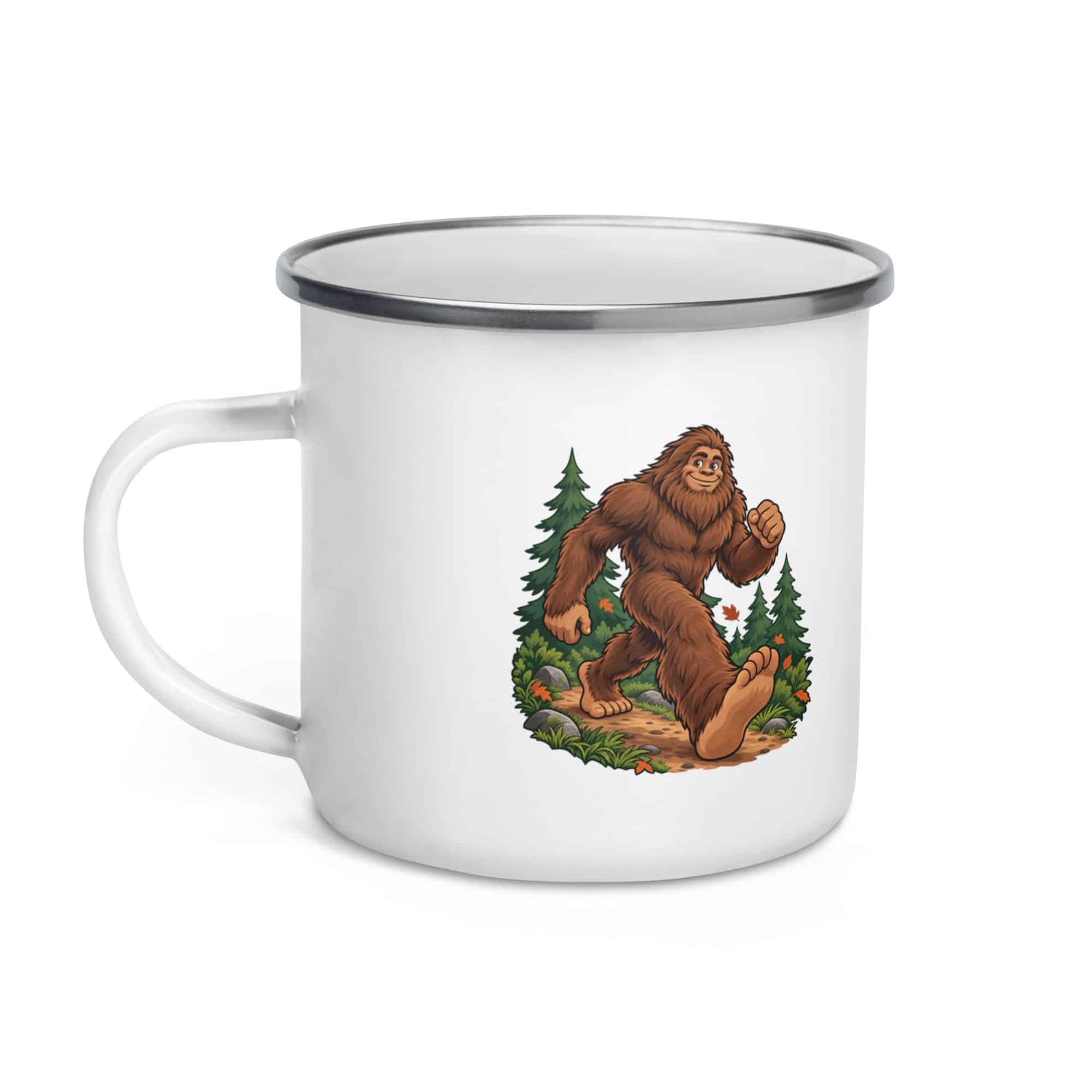 Bigfoot Trail Runner Enamel Camp Mug
