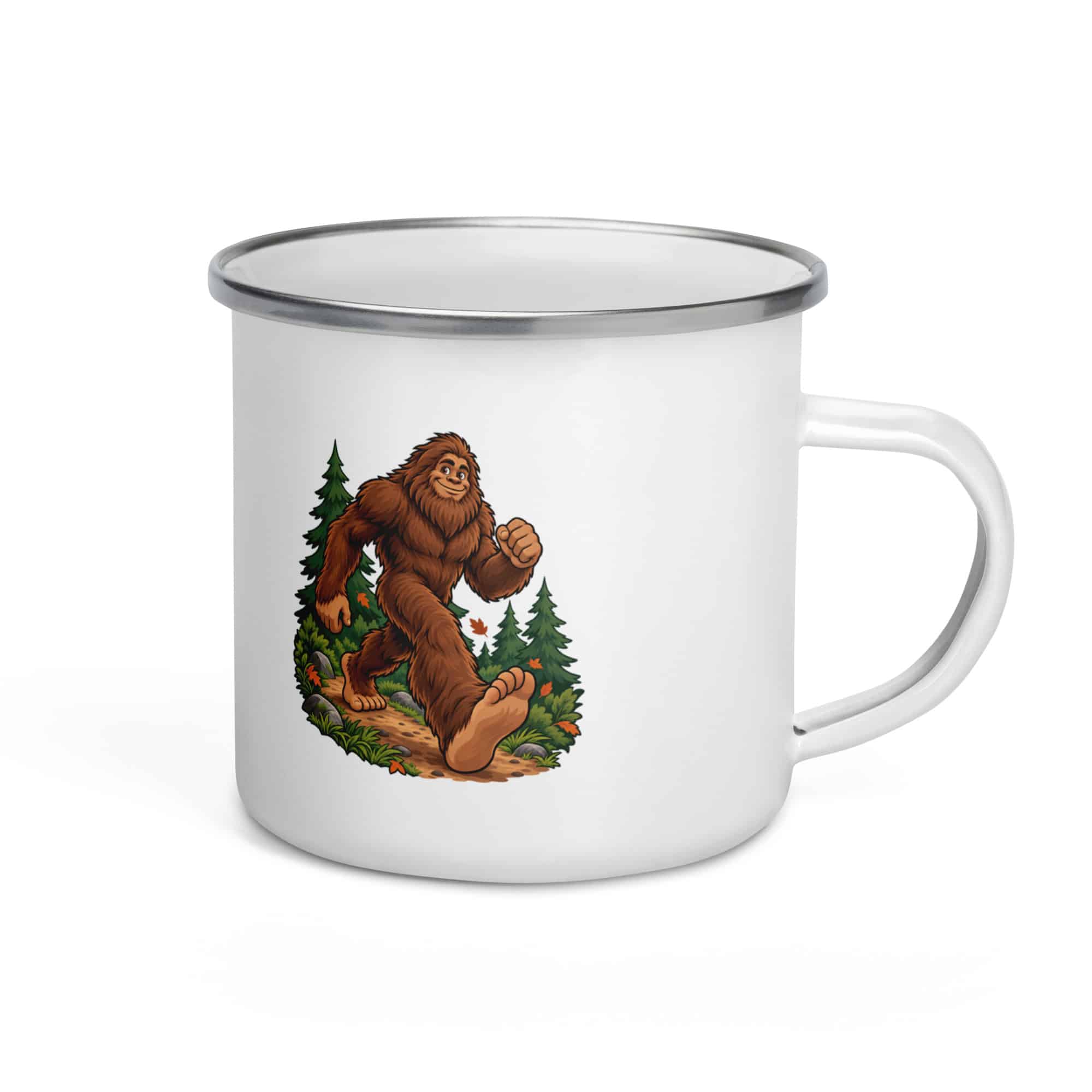 Bigfoot Trail Runner Enamel Camp Mug