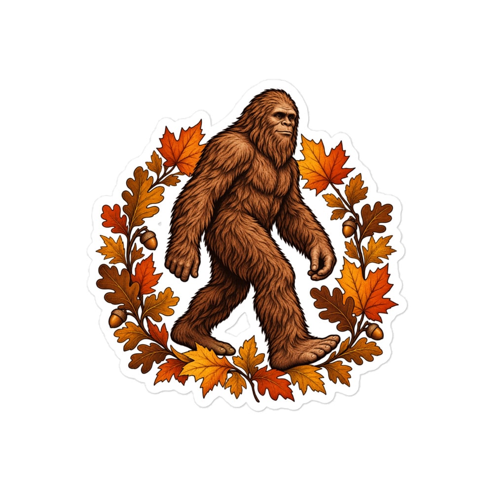 Bigfoot Autumn Leaves Vinyl Sticker