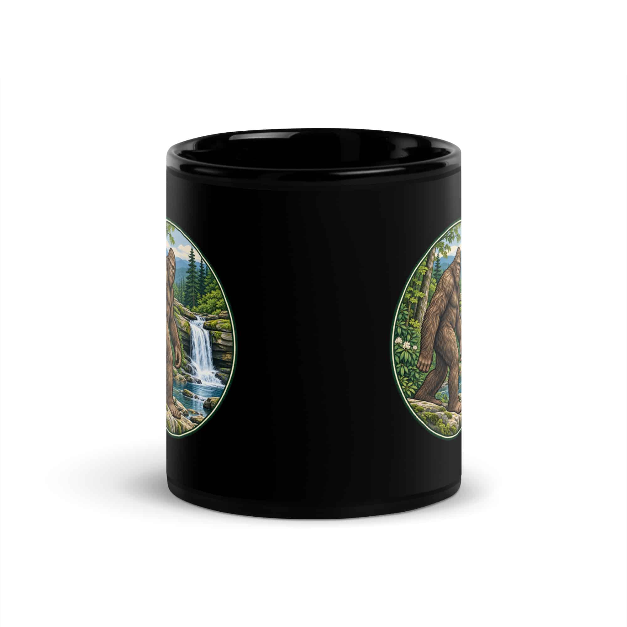 Waterfall Bigfoot Black Mug