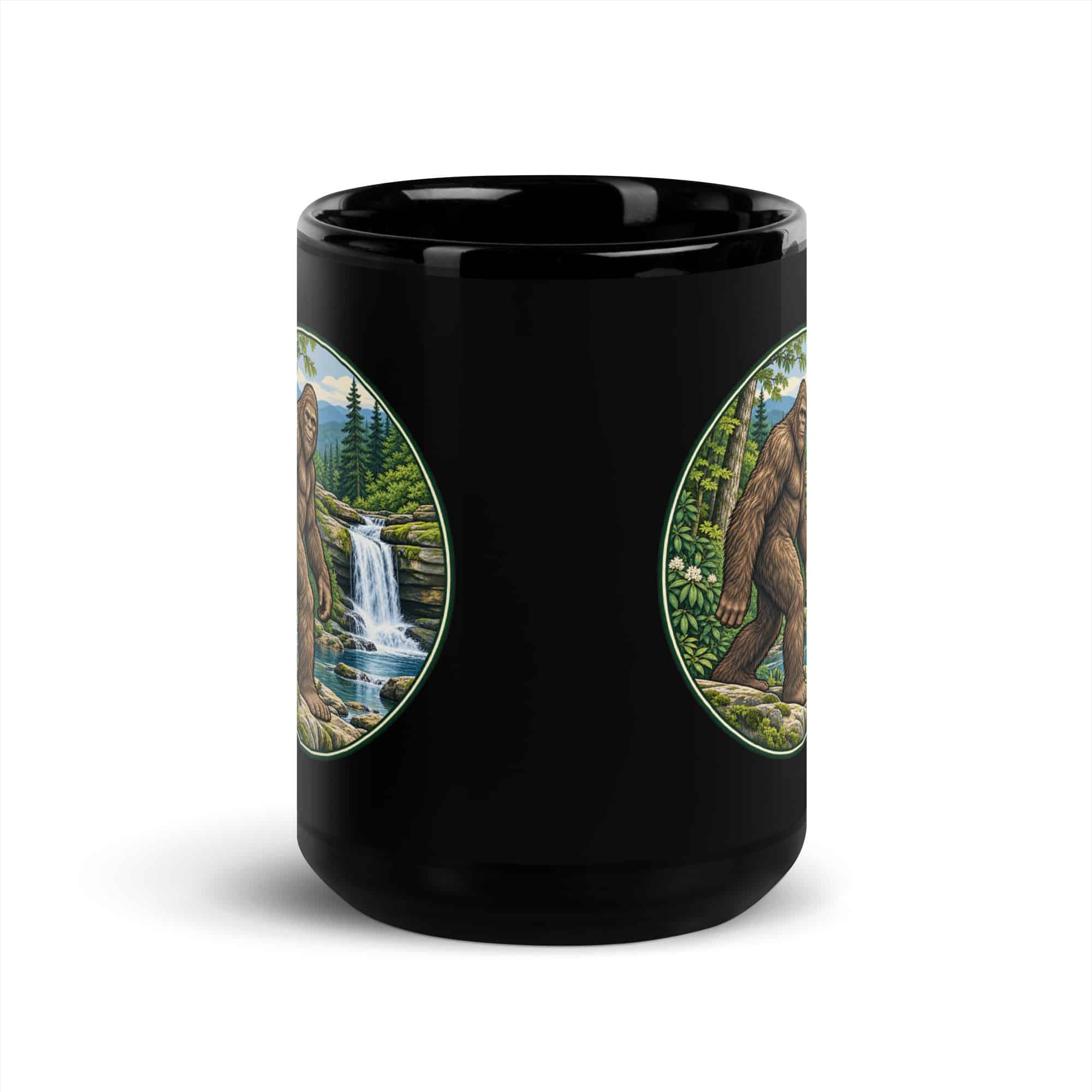 Waterfall Bigfoot Black Mug