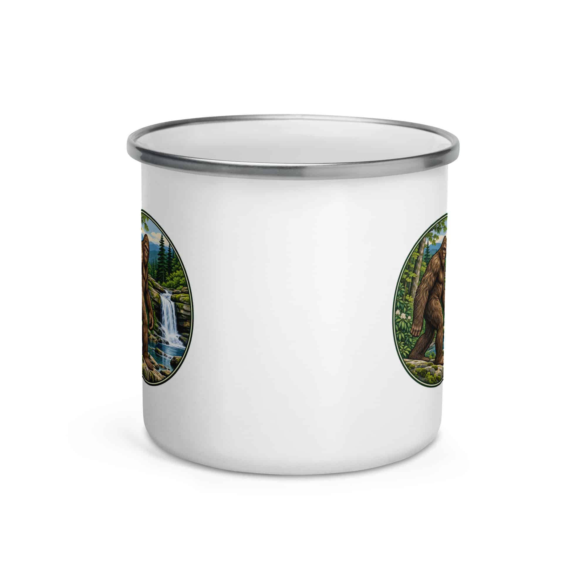 Bigfoot Forest Waterfall Enamel Camp Mug