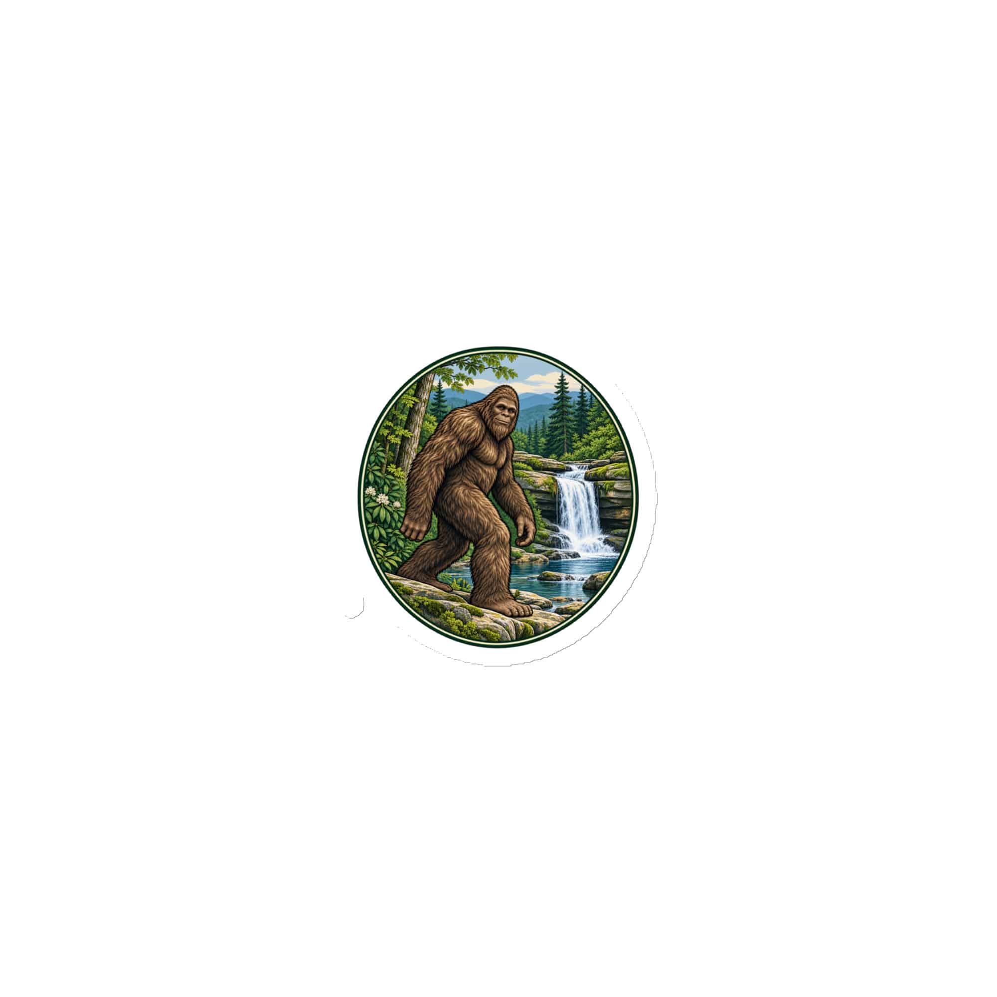 Bigfoot Forest Waterfall Die-Cut Magnet