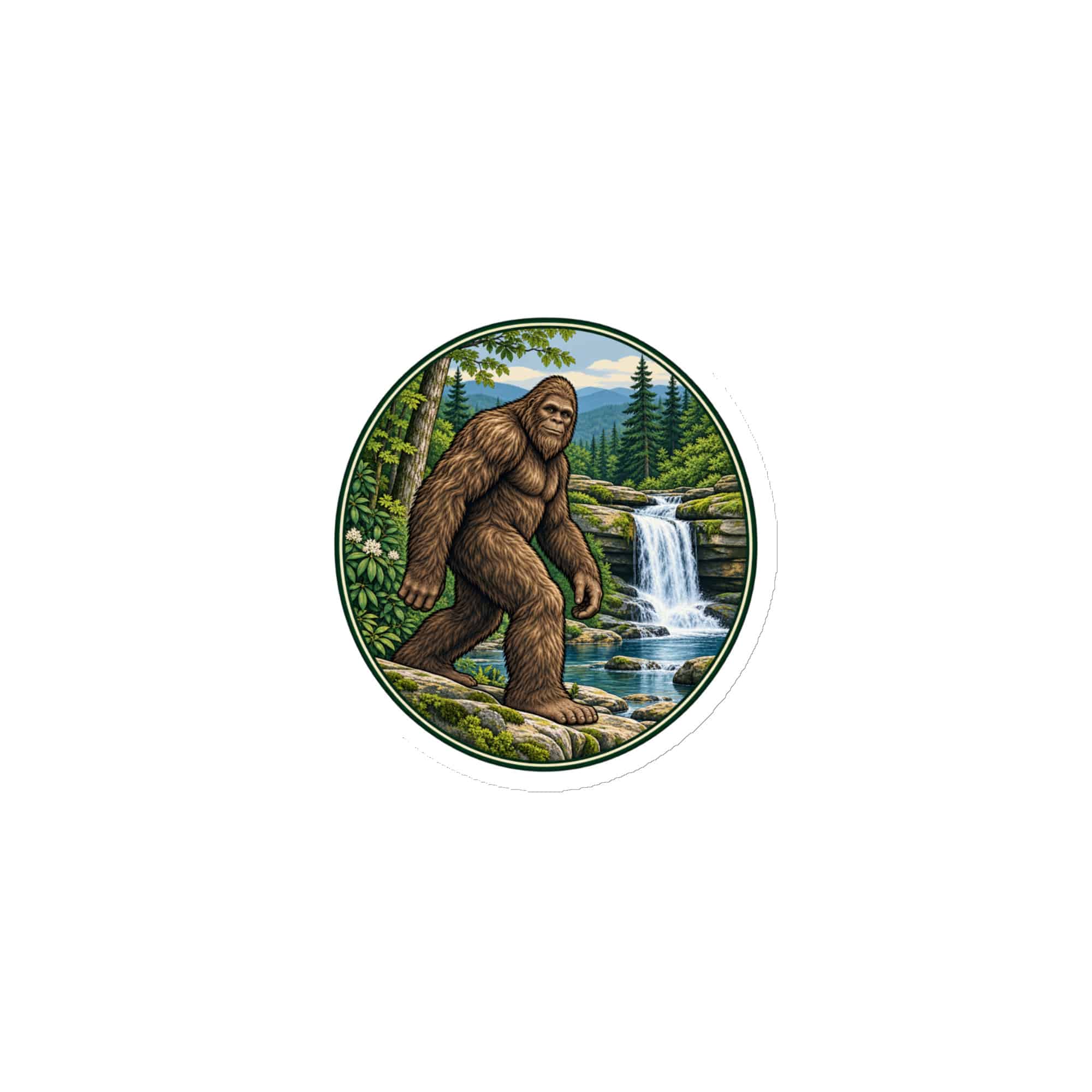 Bigfoot Forest Waterfall Die-Cut Magnet