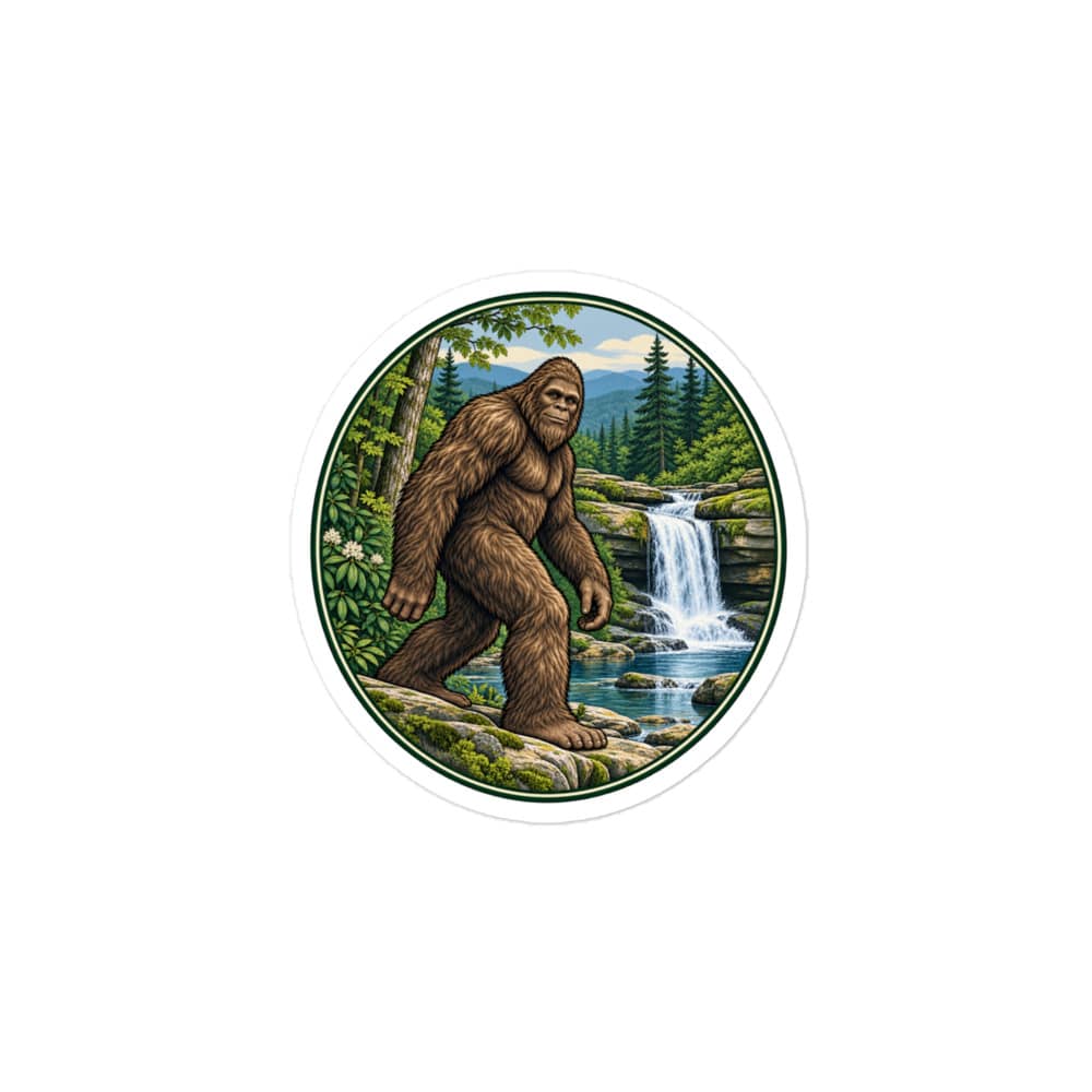 Bigfoot Forest Waterfall Vinyl Sticker