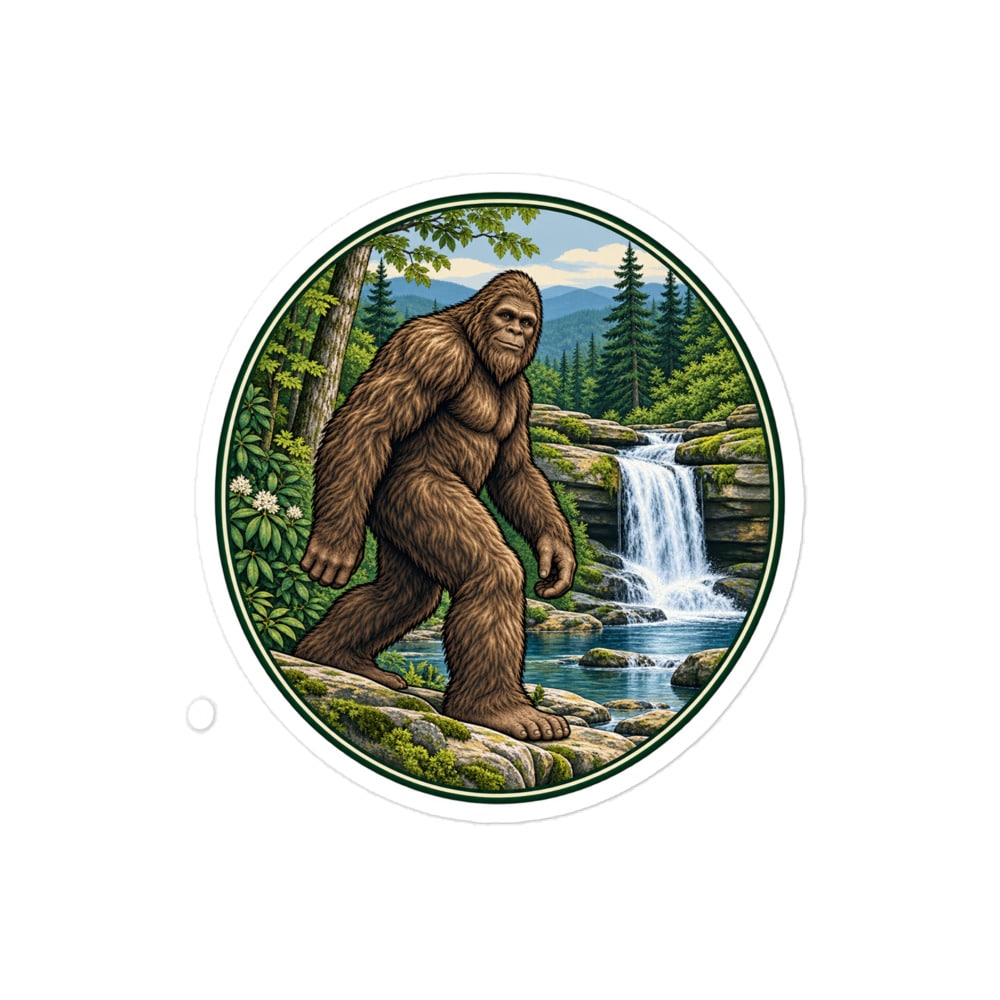 Bigfoot Forest Waterfall Vinyl Sticker
