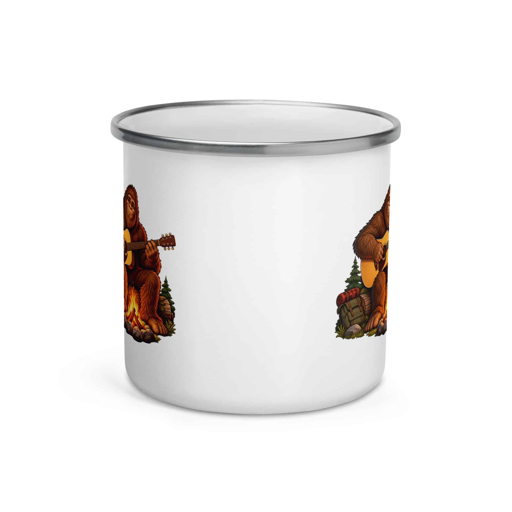 Bigfoot Campfire Guitar Enamel Camp Mug